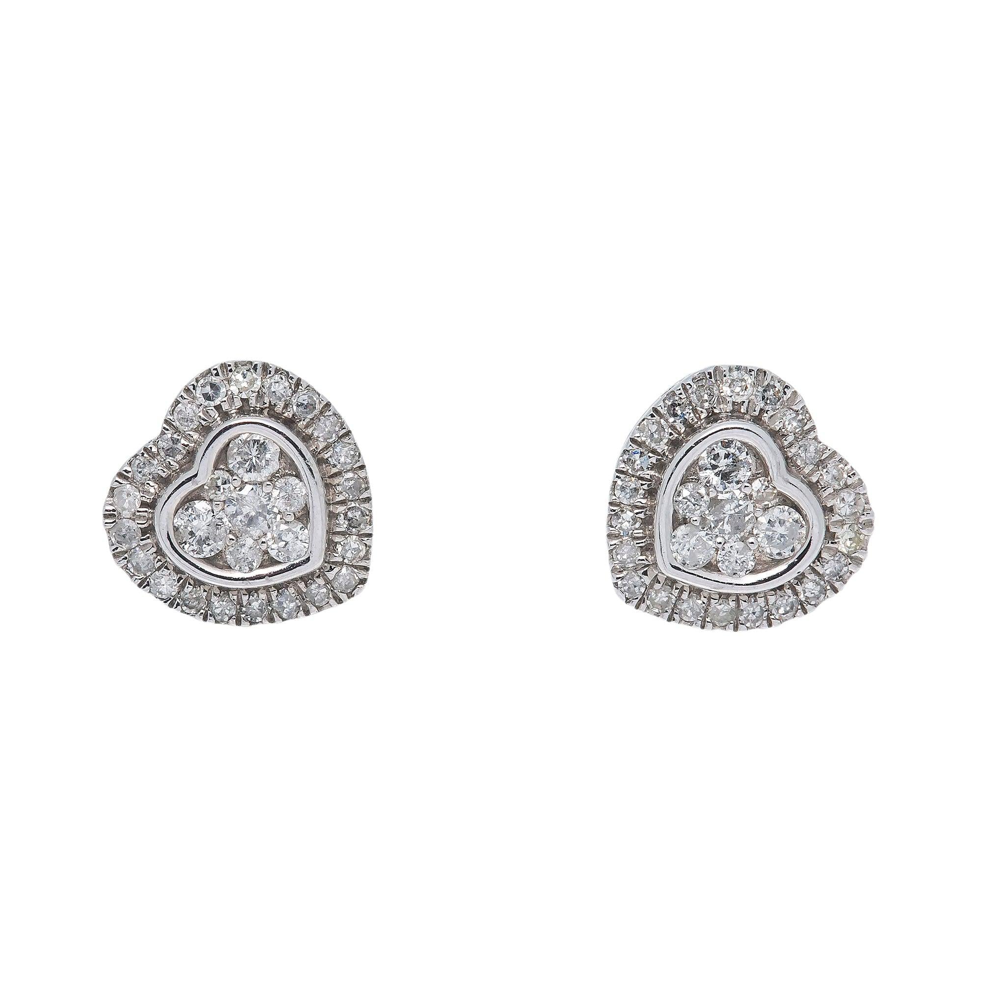 10K GOLD HEART EARRINGS WITH 0.56 CTW DIAMONDS