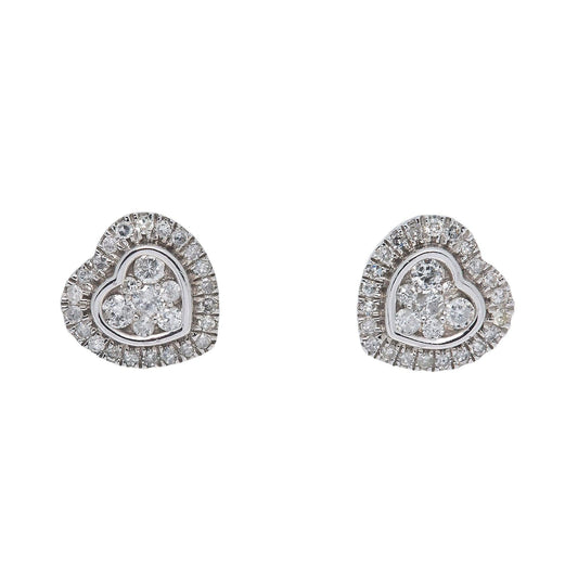 10K GOLD HEART EARRINGS WITH 0.56 CTW DIAMONDS