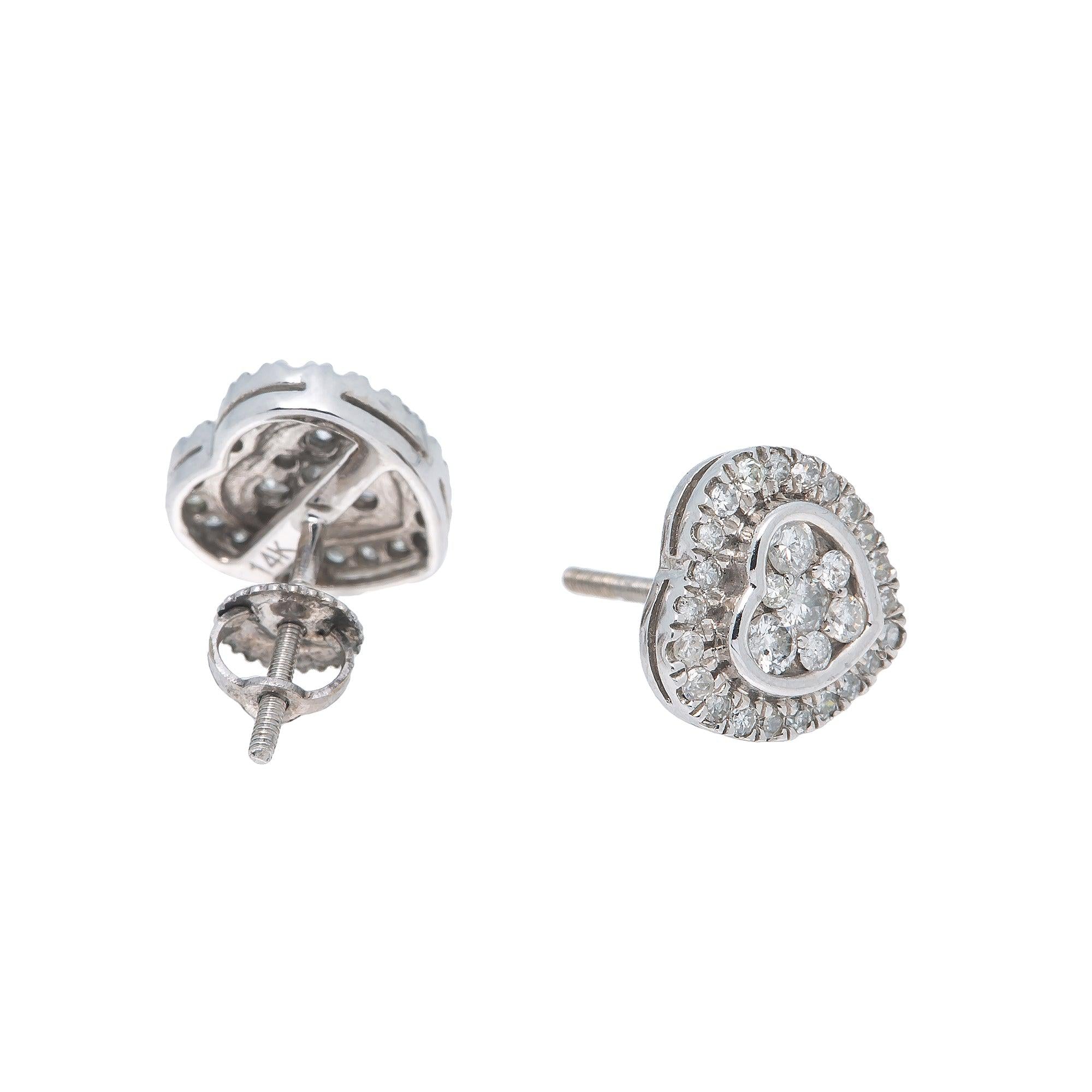 10K GOLD HEART EARRINGS WITH 0.56 CTW DIAMONDS