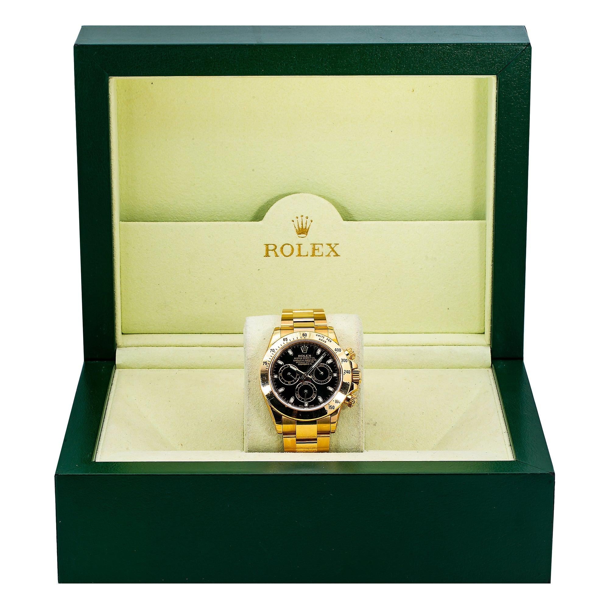 Rolex Daytona 116528 40MM Black Dial With Yellow Gold Bracelet