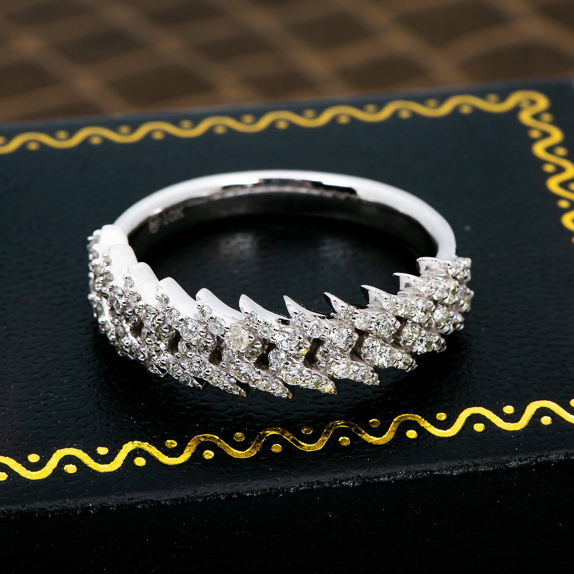 10K WHITE GOLD DIAMOND CUBAN RING 0.75 CT