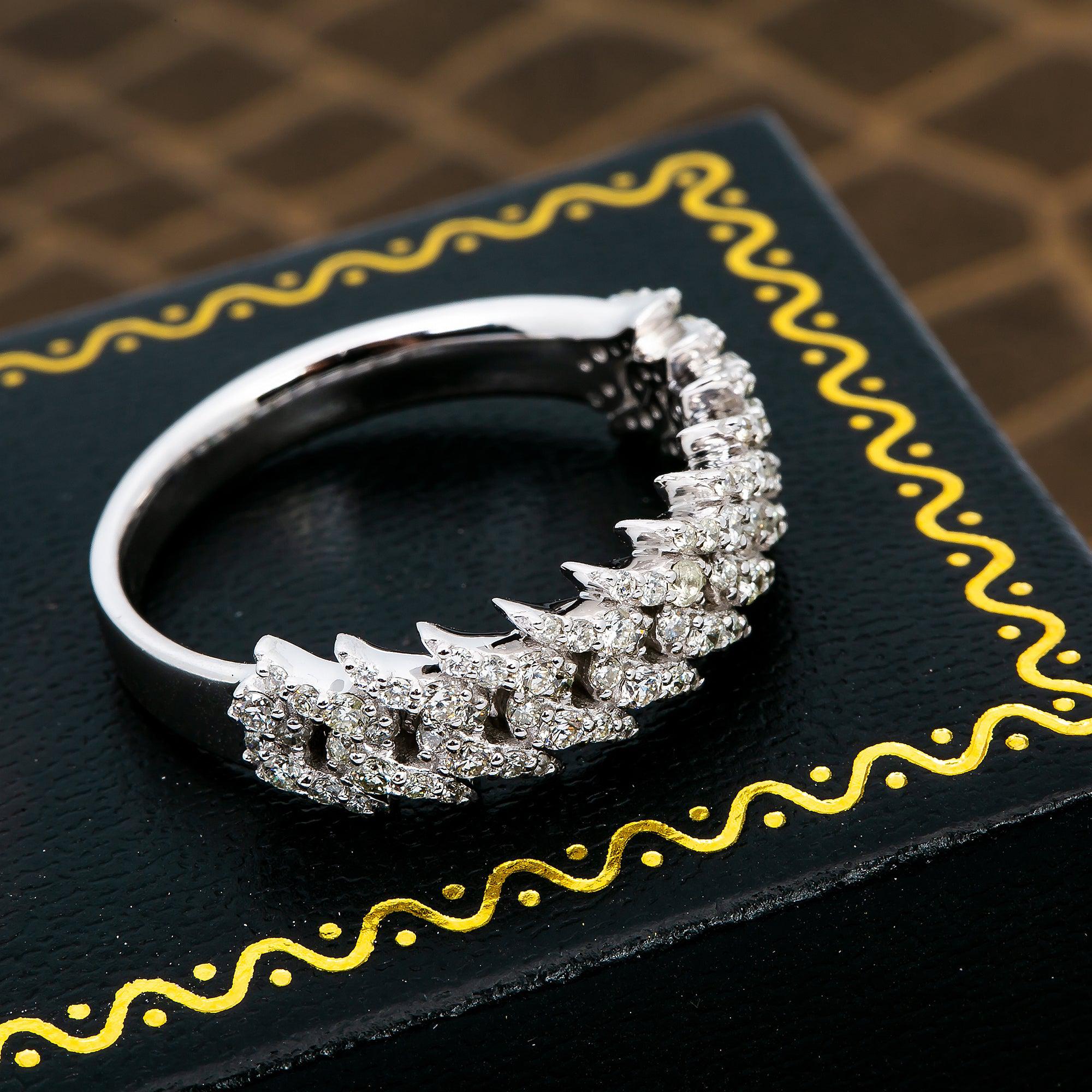 10K WHITE GOLD DIAMOND CUBAN RING 0.75 CT