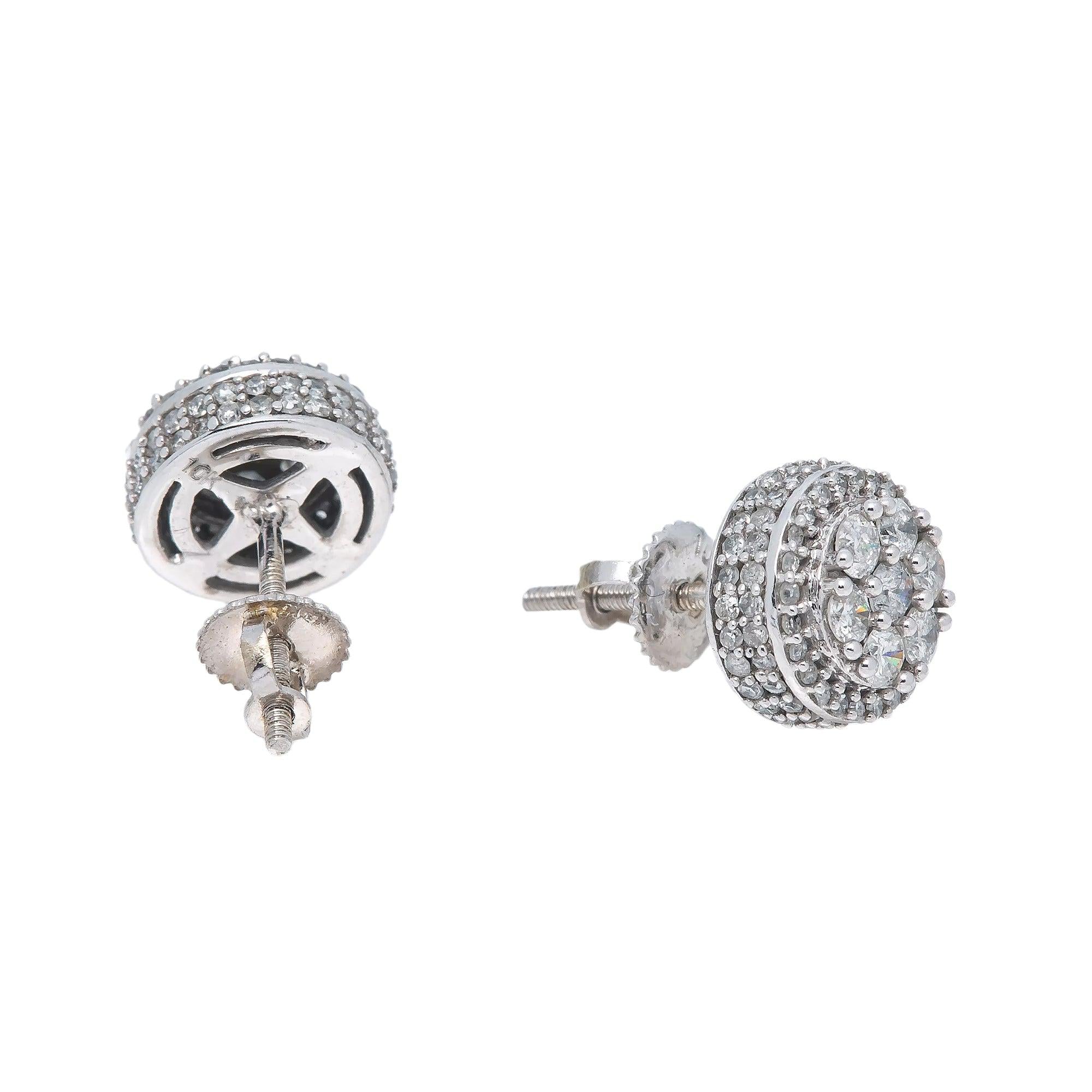 10K WHITE GOLD DIAMOND EARRINGS 0.95 CT