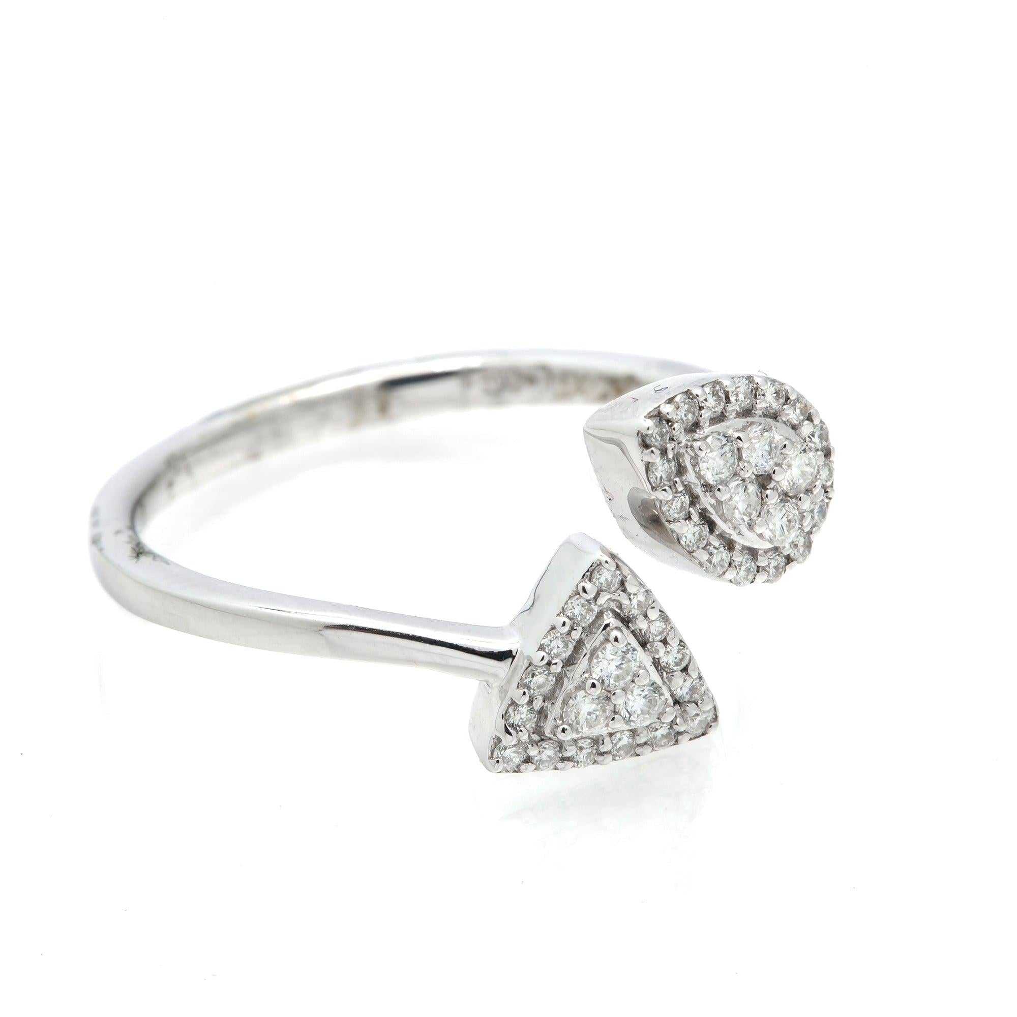 14K GOLD PEAR AND TRIANGLE TWO DIAMOND CLUSTER RING 0.25 CT