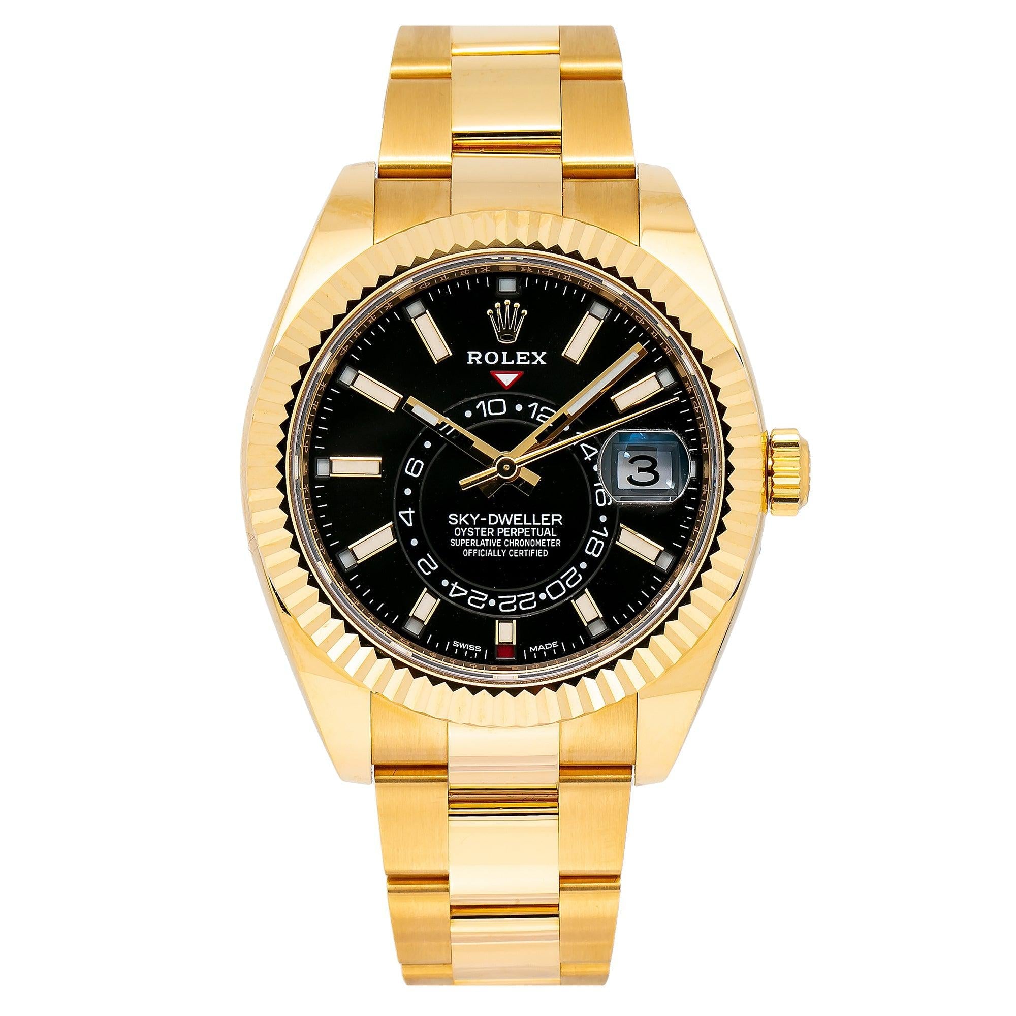 Rolex Sky-Dweller 326938 42MM Black Dial With Yellow Gold Bracelet