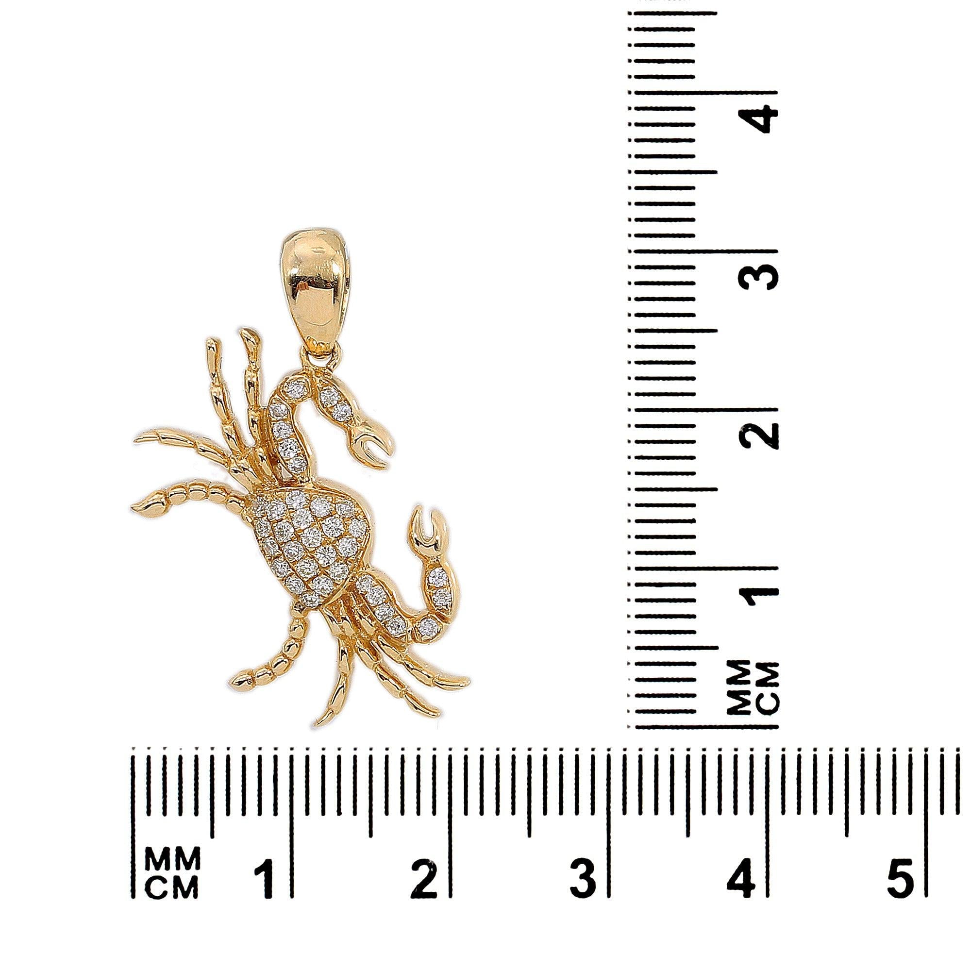 14K Yellow Gold Diamond Cancer Shaped Pendant