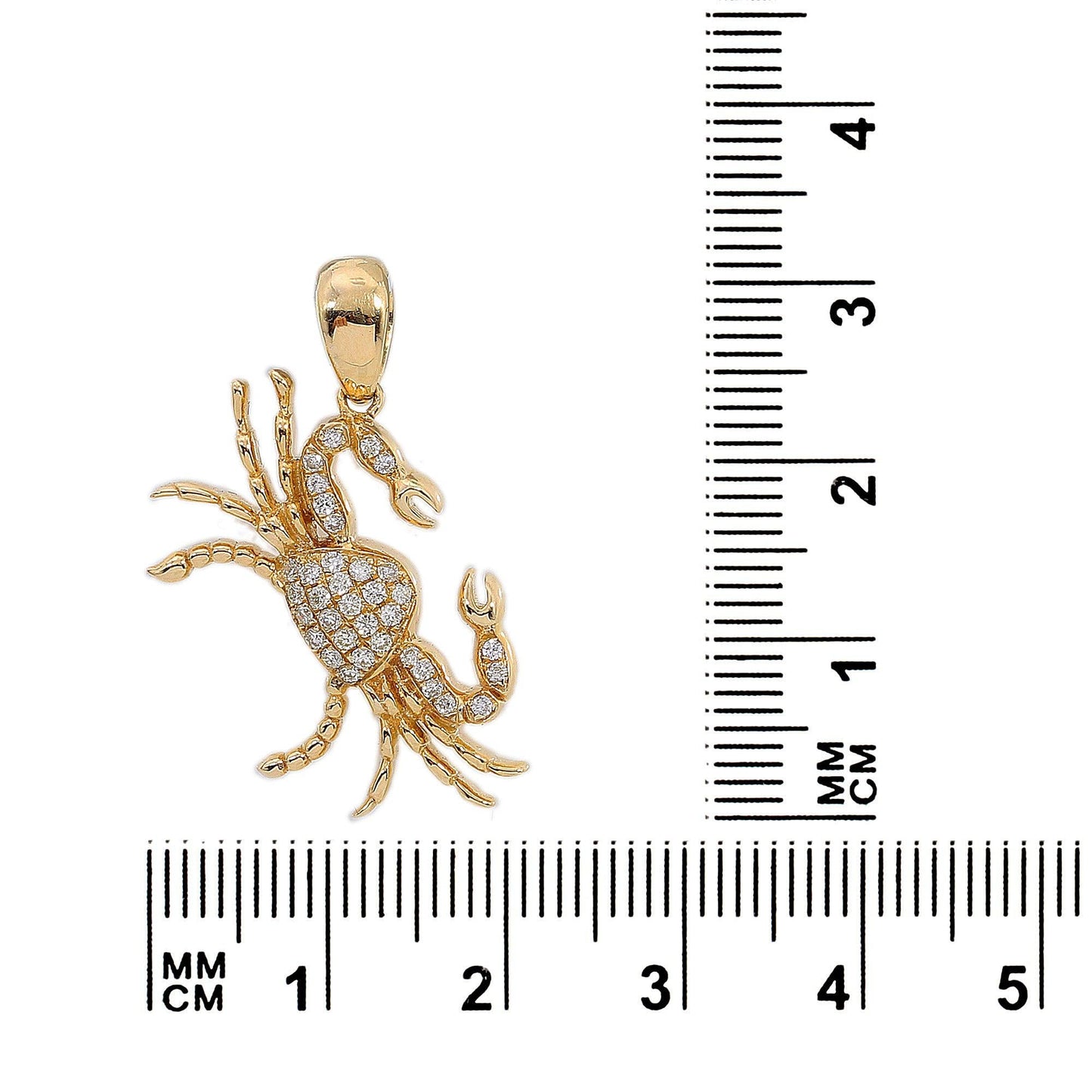14K Yellow Gold Diamond Cancer Shaped Pendant