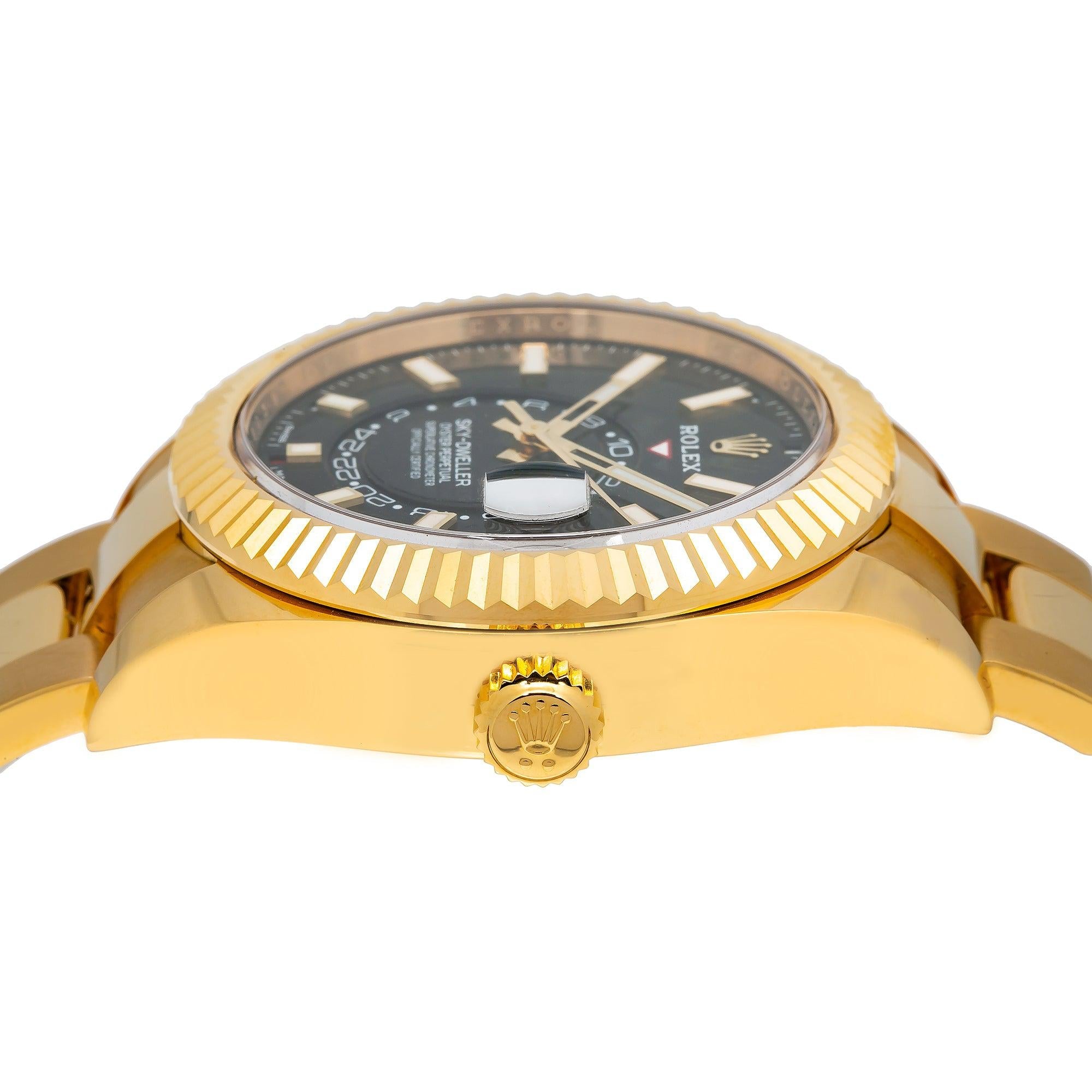 Rolex Sky-Dweller 326938 42MM Black Dial With Yellow Gold Bracelet