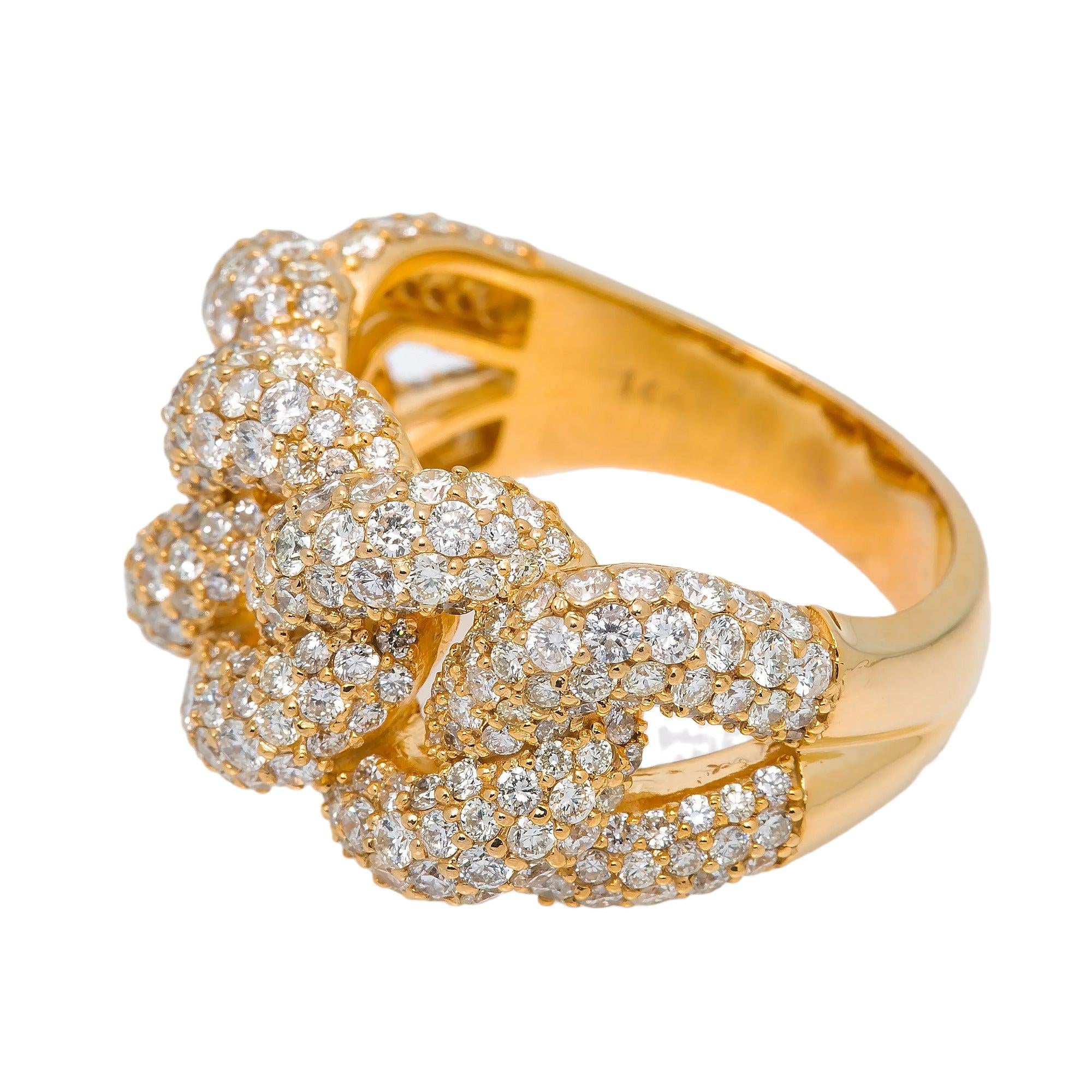 14K YELLOW GOLD DIAMOND CUBAN RING