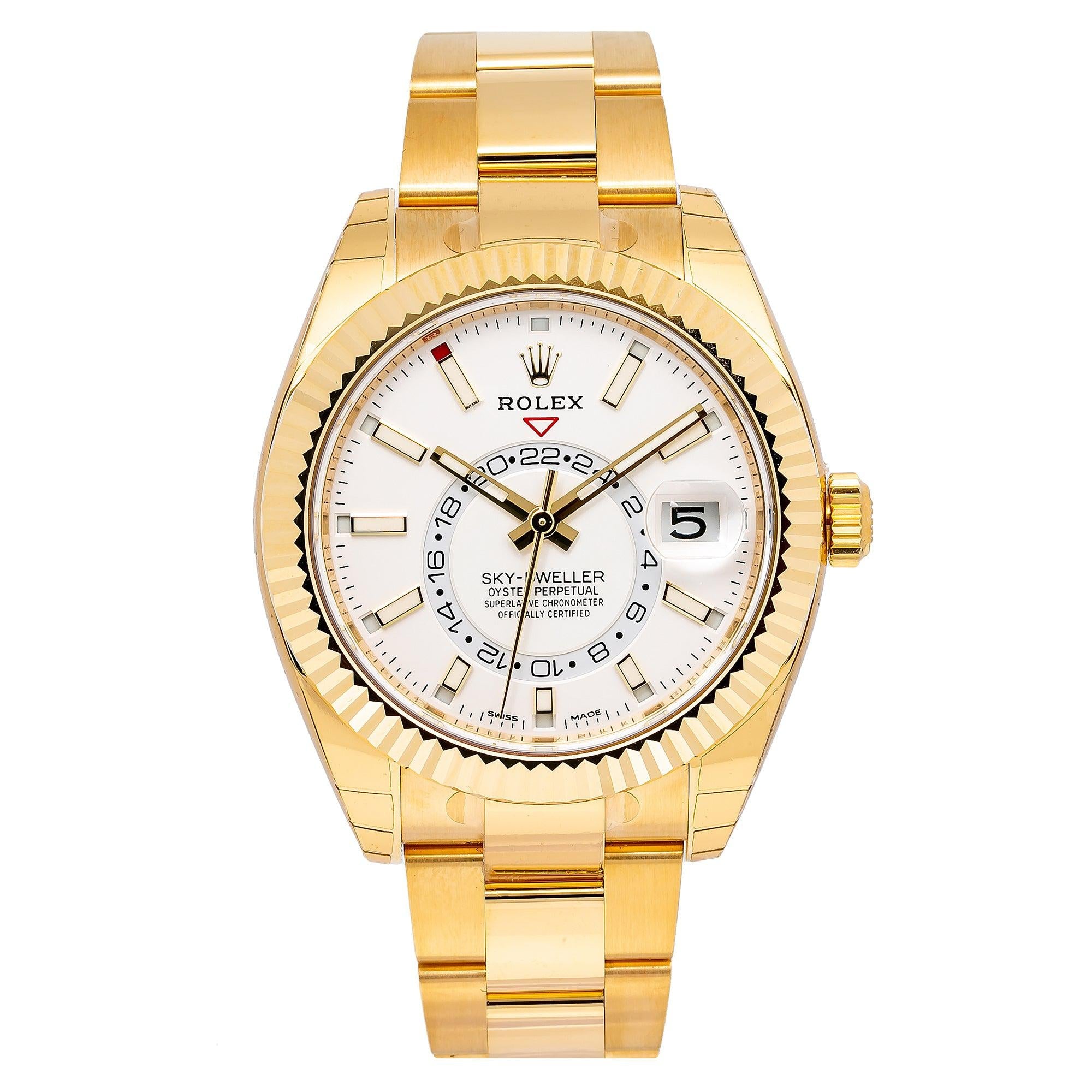 Rolex Sky-Dweller 326938 42MM White Dial With Yellow Gold Bracelet