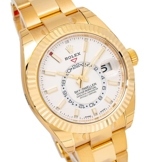 Rolex Sky-Dweller 326938 42MM White Dial With Yellow Gold Bracelet