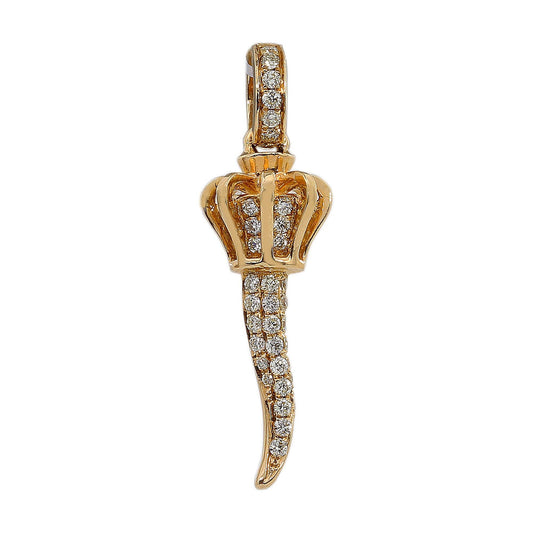 14K Yellow Gold Diamond Scepter with Crown Shaped Pendant