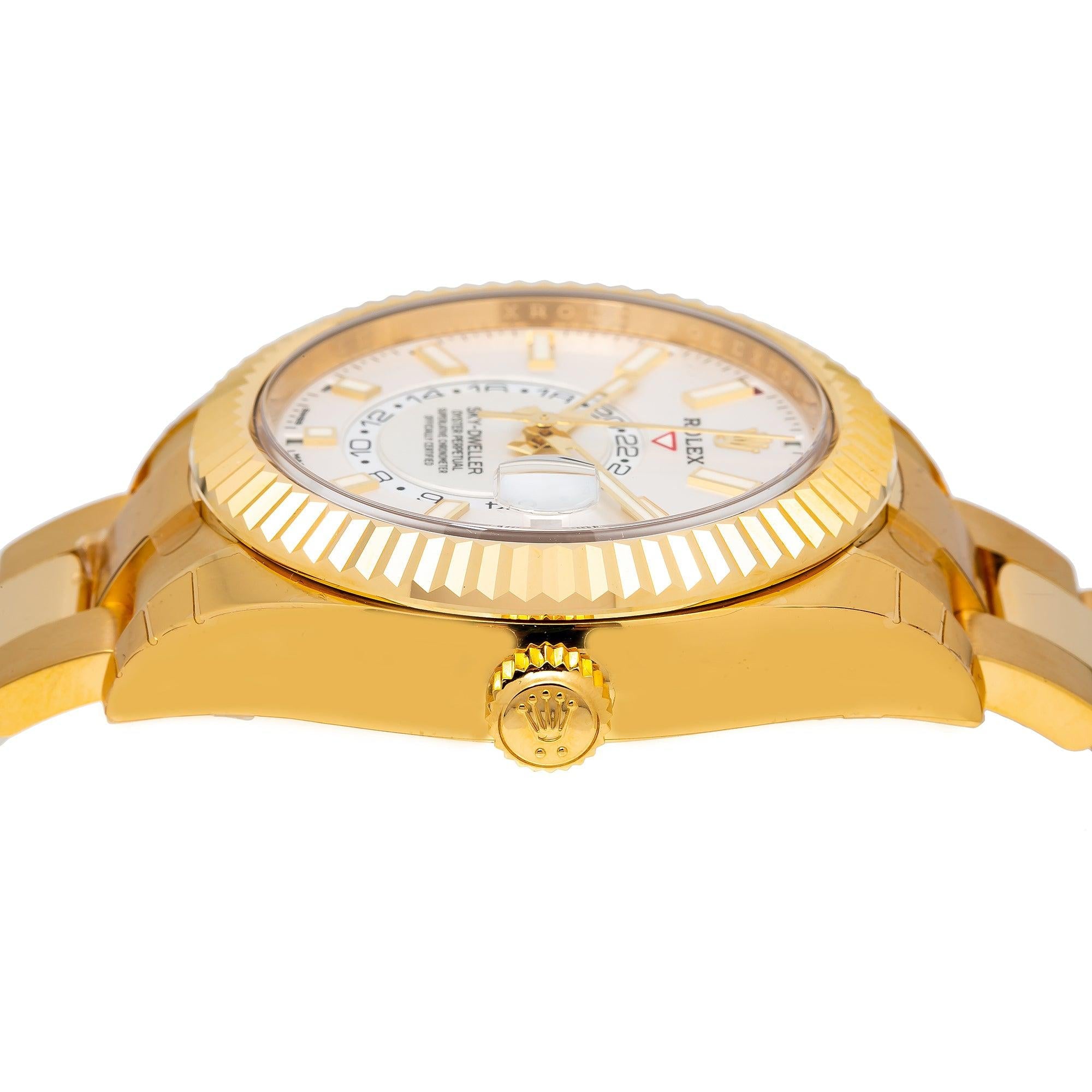 Rolex Sky-Dweller 326938 42MM White Dial With Yellow Gold Bracelet
