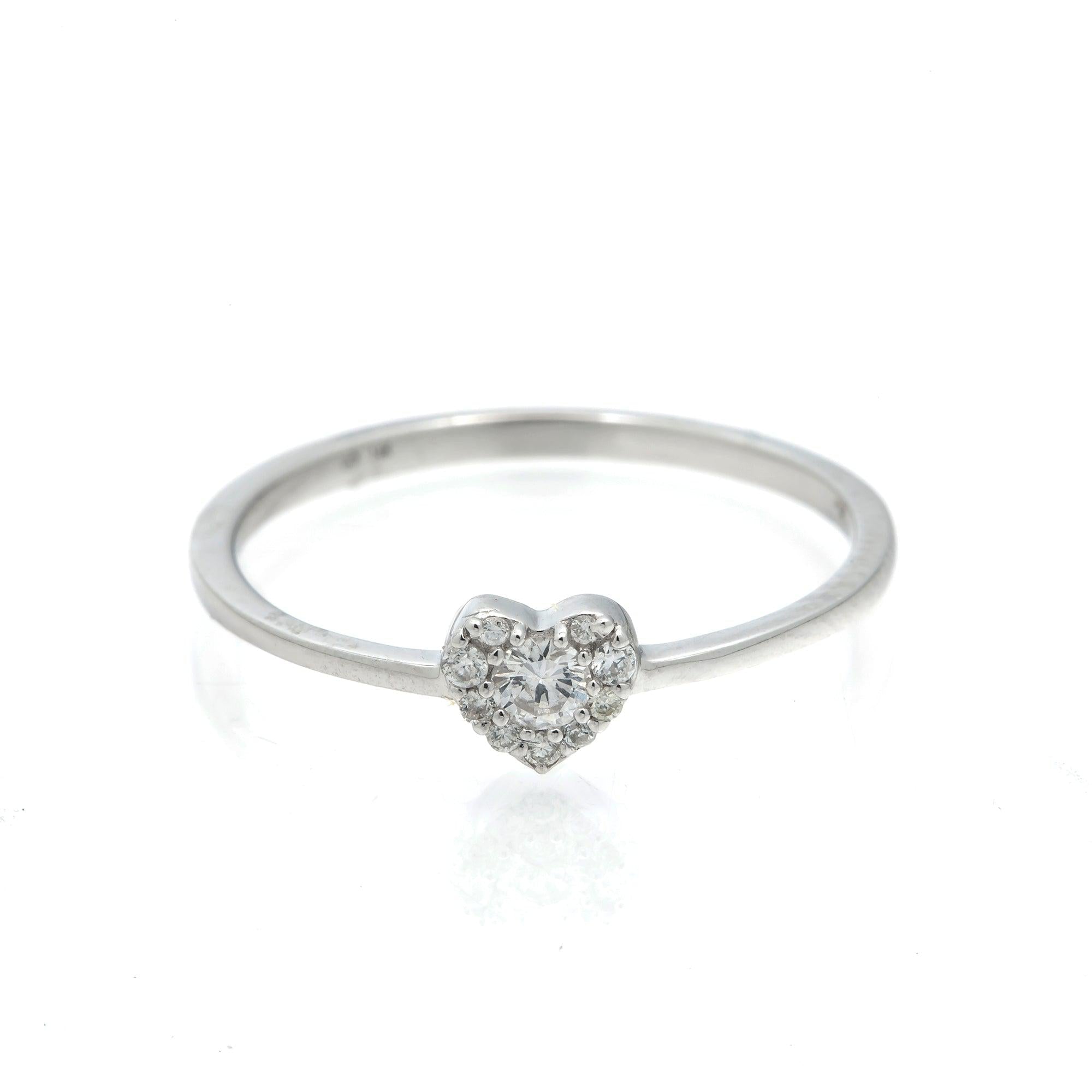 14K GOLD DIAMOND HEART CLUSTER RING 0.12 CT