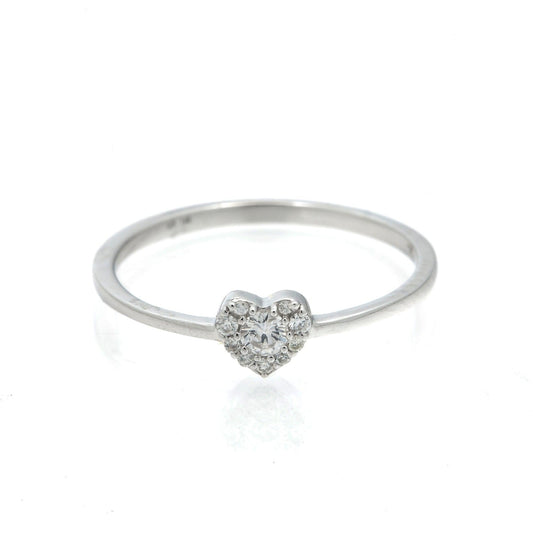 14K GOLD DIAMOND HEART CLUSTER RING 0.12 CT