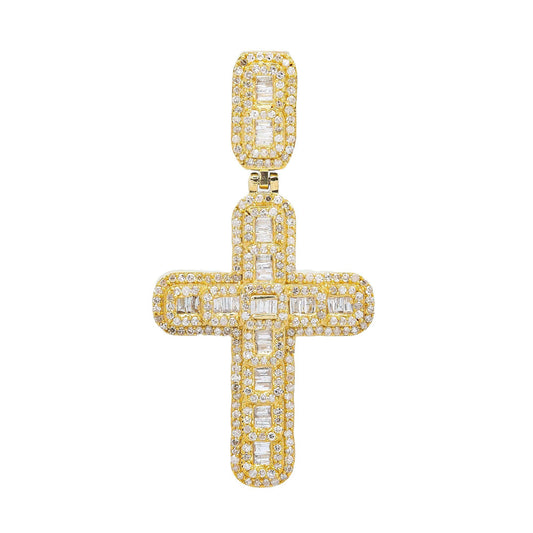 10K YELLOW GOLD DIAMOND CROSS PENDANT