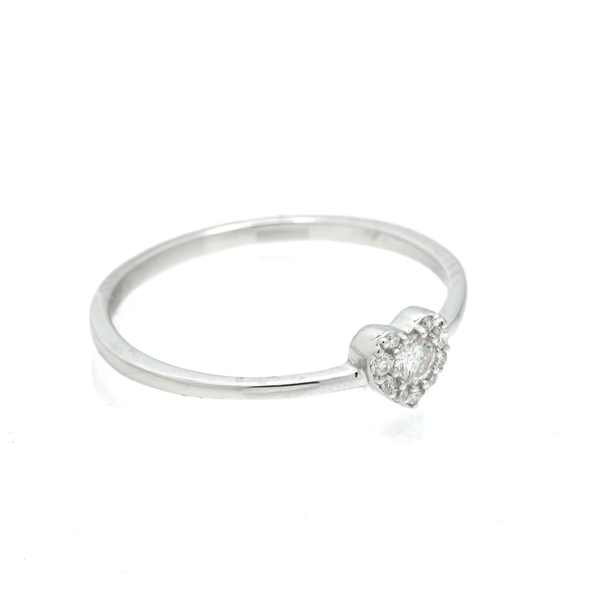 14K GOLD DIAMOND HEART CLUSTER RING 0.12 CT