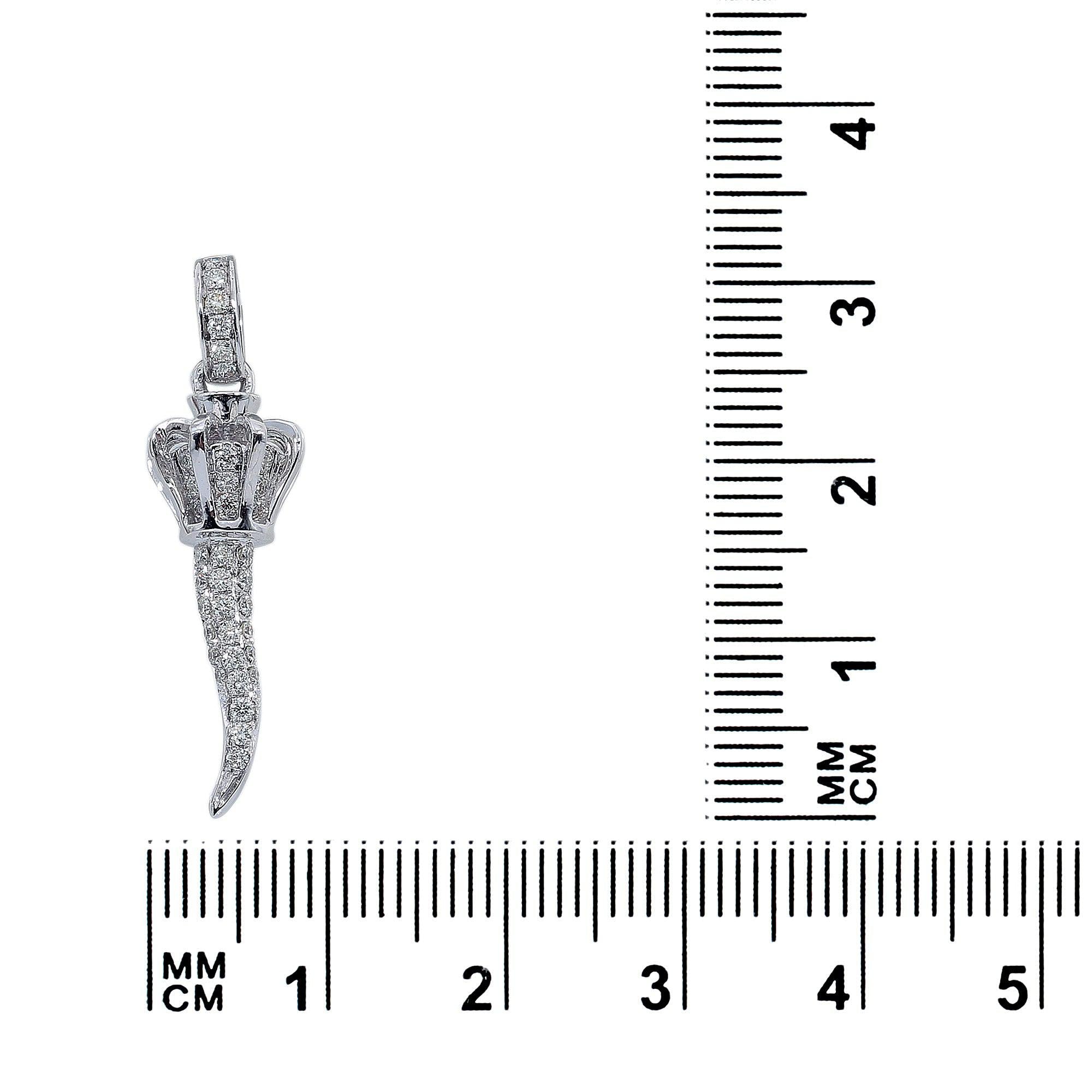 14K White Gold Diamond Scepter with Crown Shaped Pendant