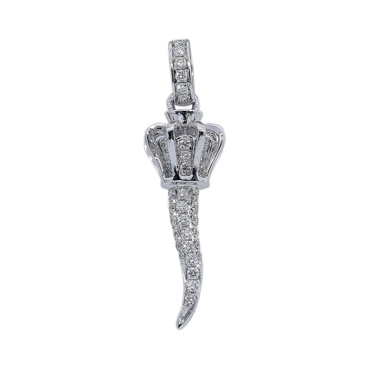 14K White Gold Diamond Scepter with Crown Shaped Pendant