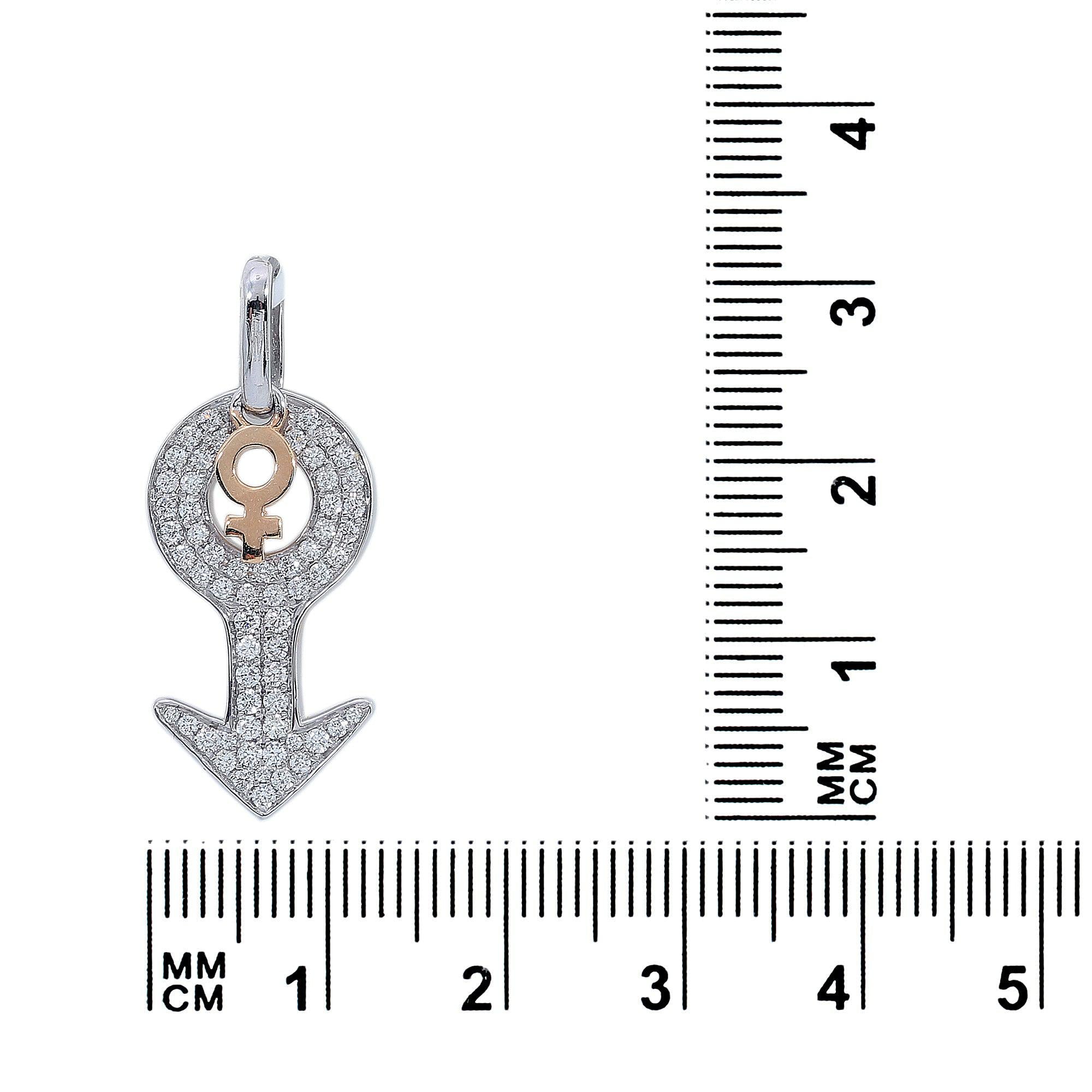 14K Yellow Gold Diamond Gender Signs Shaped Pendant