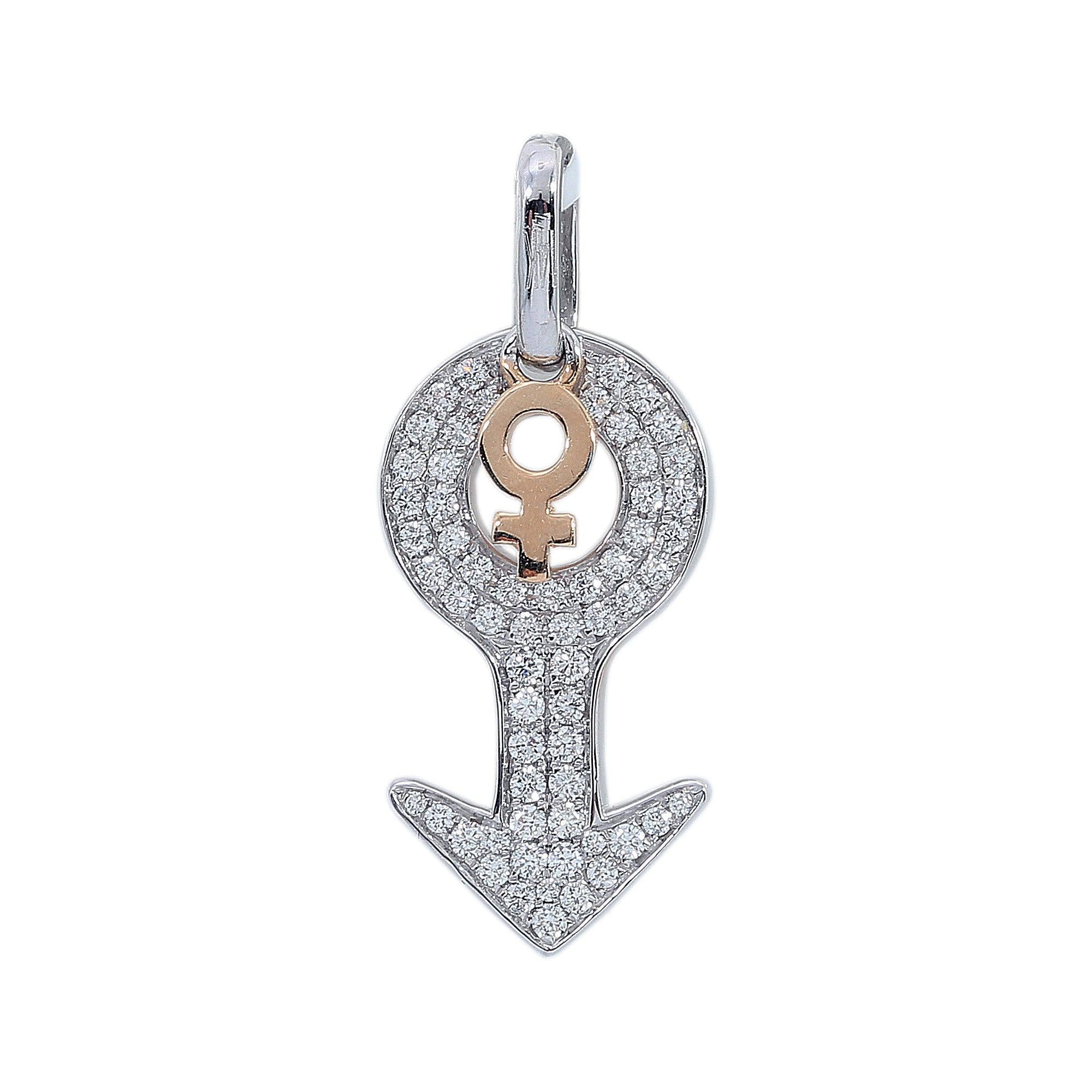 14K Yellow Gold Diamond Gender Signs Shaped Pendant