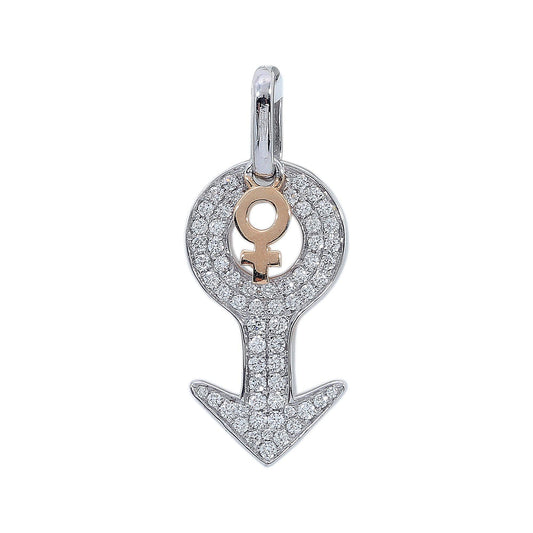 14K Yellow Gold Diamond Gender Signs Shaped Pendant