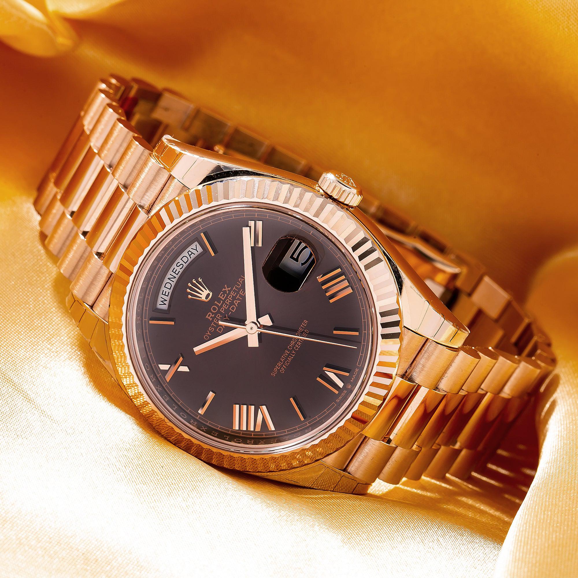 Rolex Day-Date 228235 40MM Chocolate Dial With Rose Gold President Bracelet