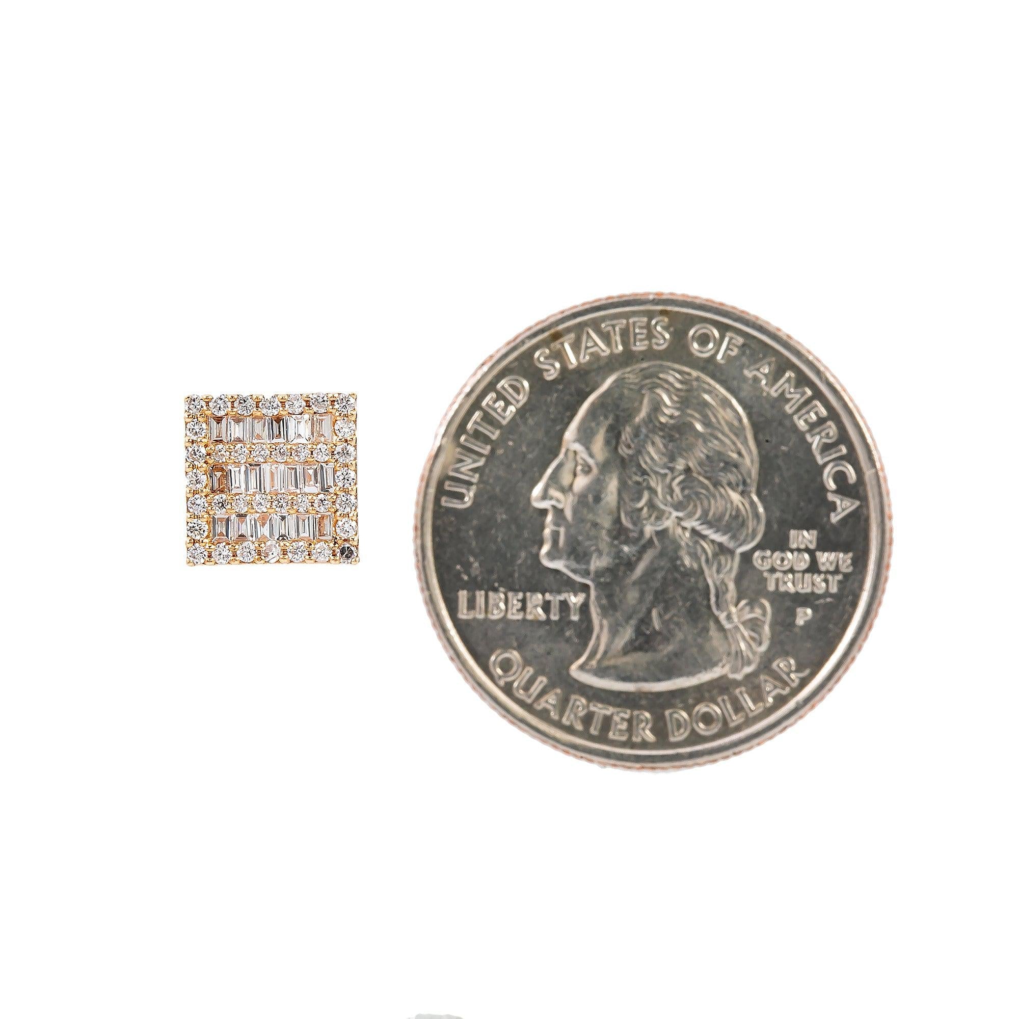 14K Rose Gold Ladies Earrings with 0.60 CT Baguette Diamond