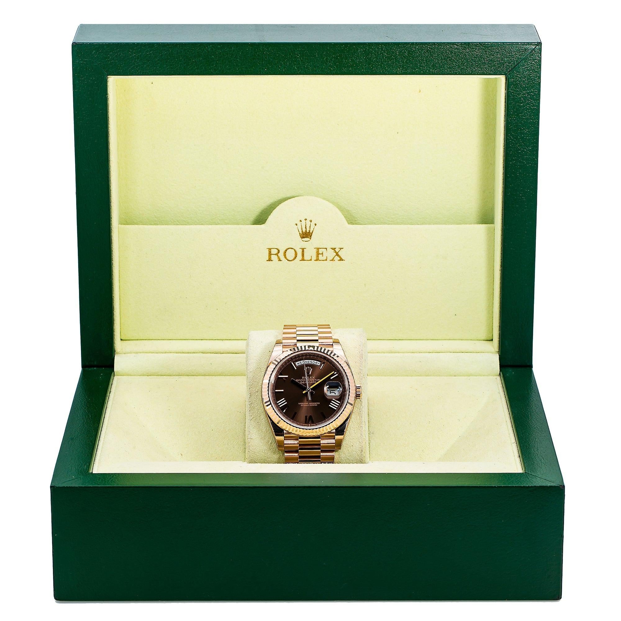 Rolex Day-Date 228235 40MM Chocolate Dial With Rose Gold President Bracelet