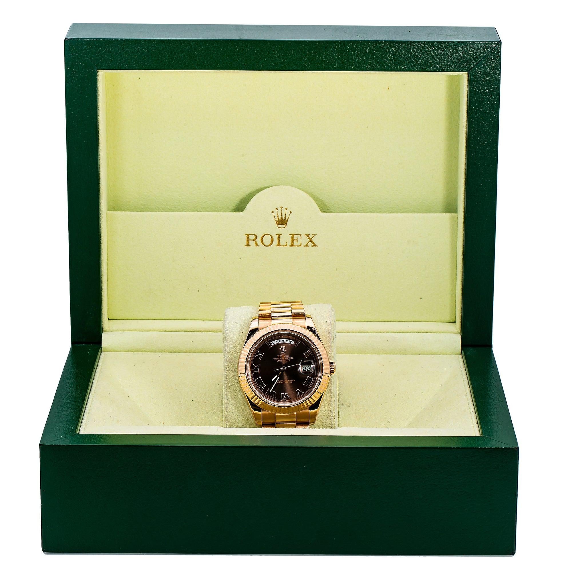 Rolex Day-Date II 218235 41MM Chocolate Dial With Rose Gold President Bracelet
