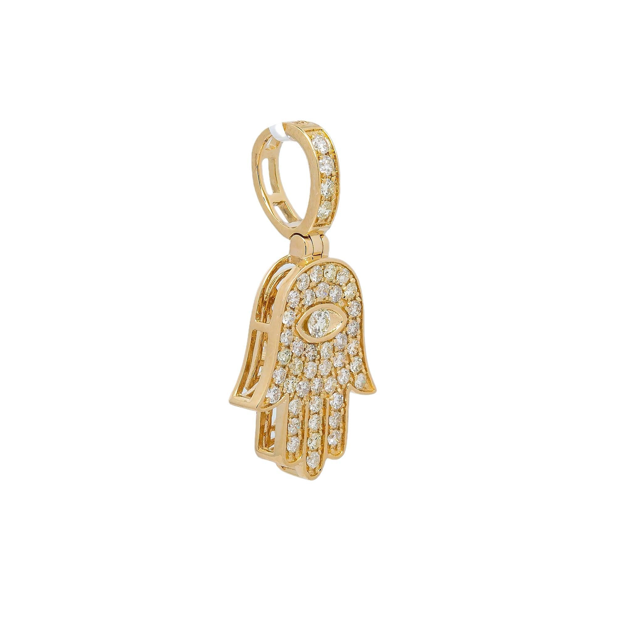 14K YELLOW GOLD DIAMOND HAMSA PENDANT