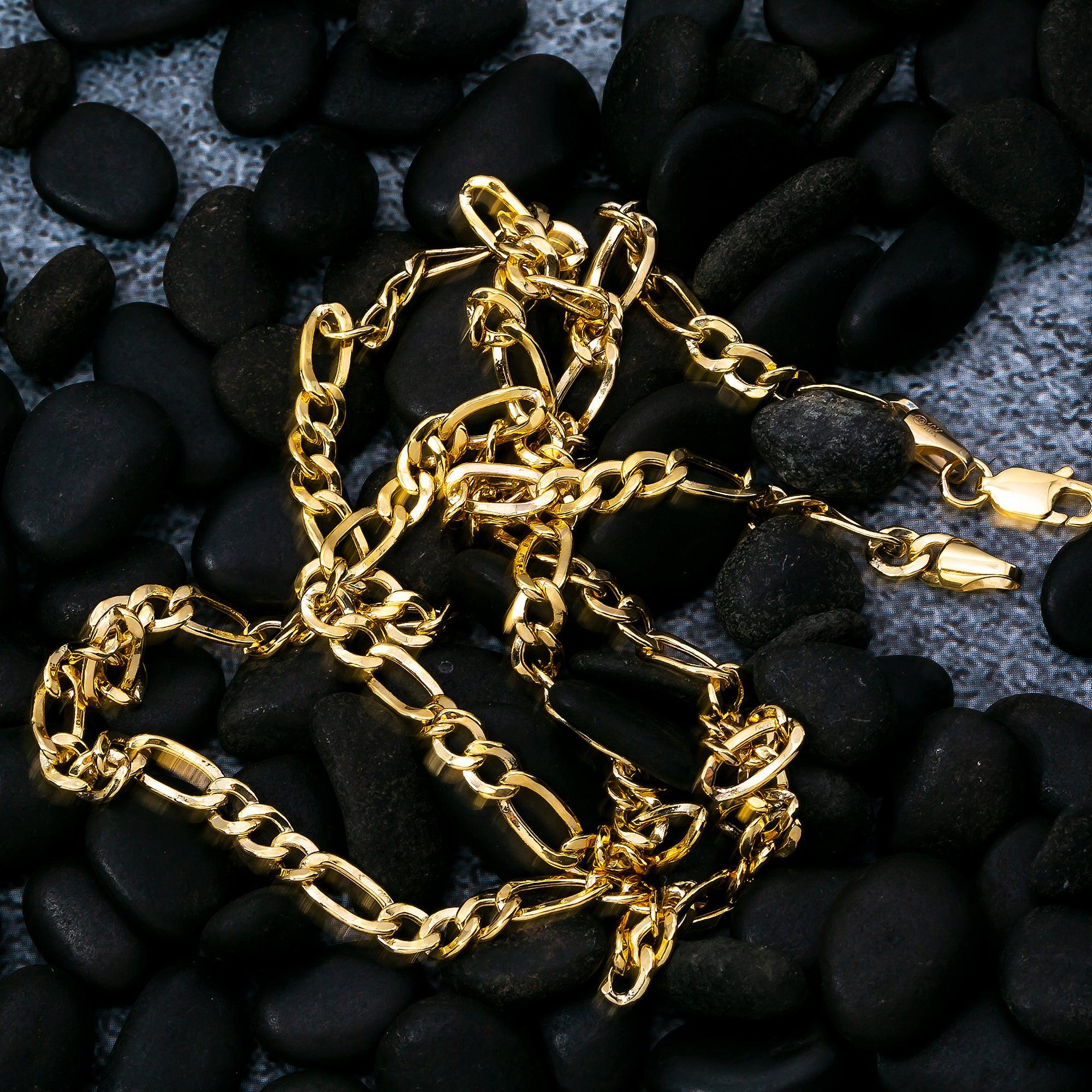 10K Yellow Gold 3.95mm Hollow Figaro Chain Available In Size 18"-26"