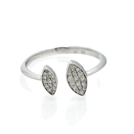 14K GOLD DIAMOND OPEN LEAF RING 0.20 CT