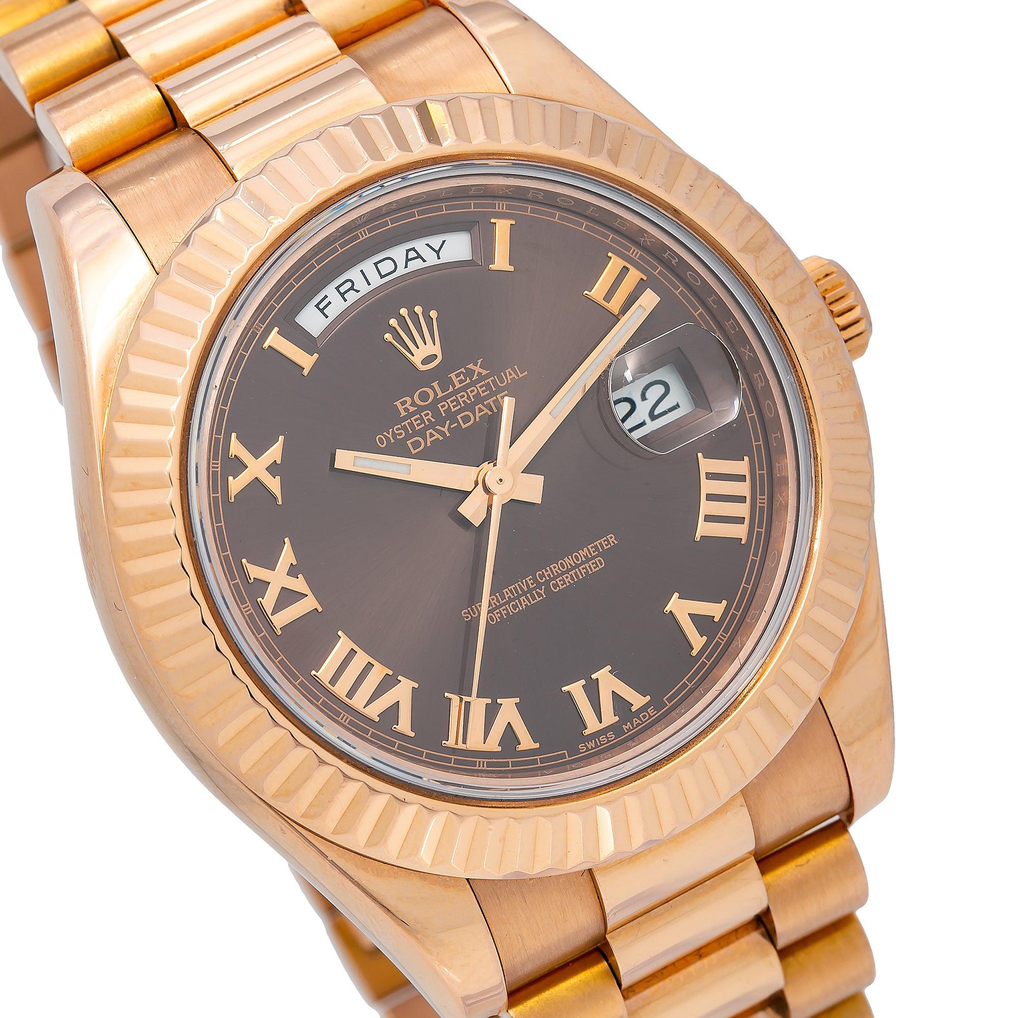 Rolex Day-Date II 218235 41MM Chocolate Dial With Rose Gold President Bracelet