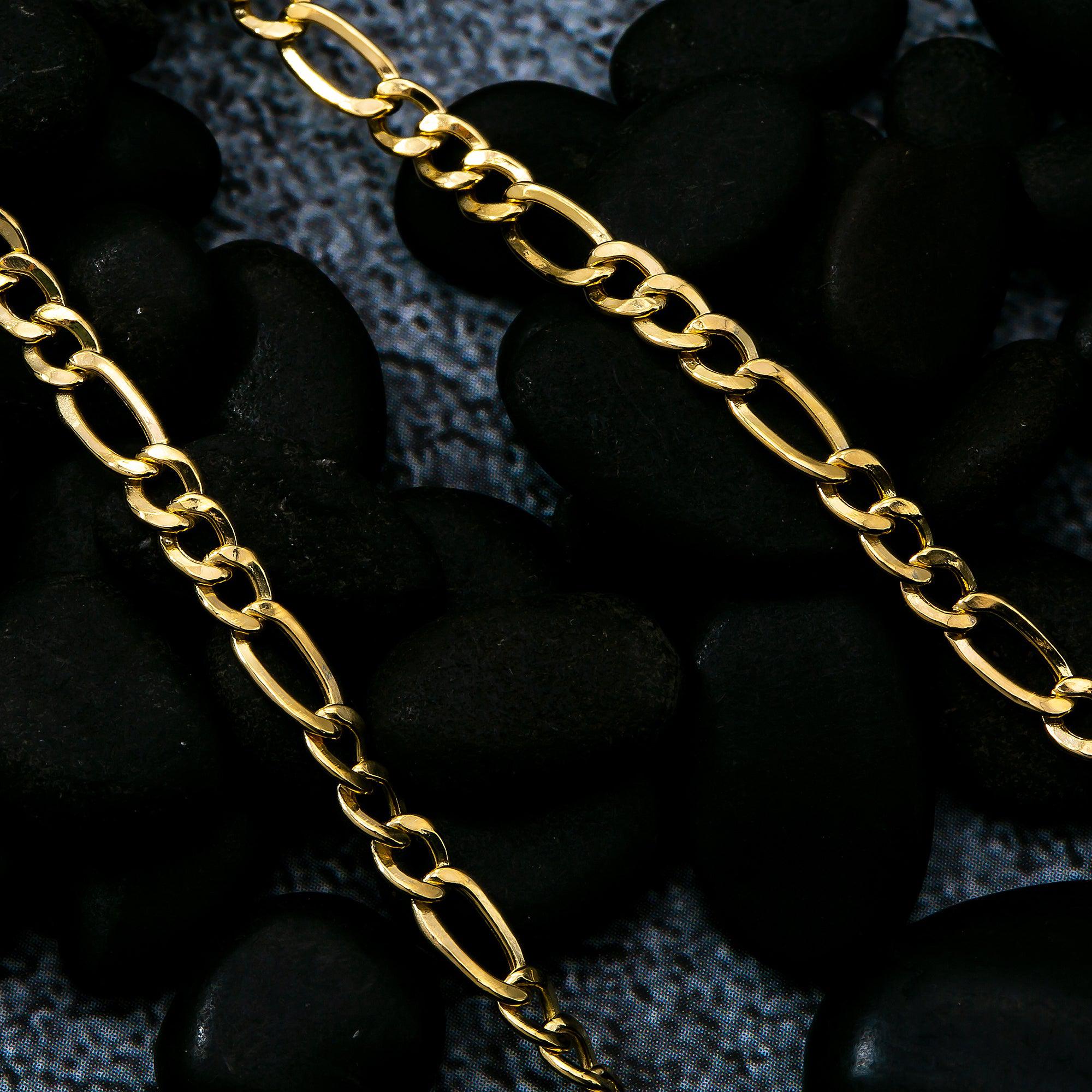 10K Yellow Gold 3.43mm Hollow Figaro Chain Available In Size 18"-26"