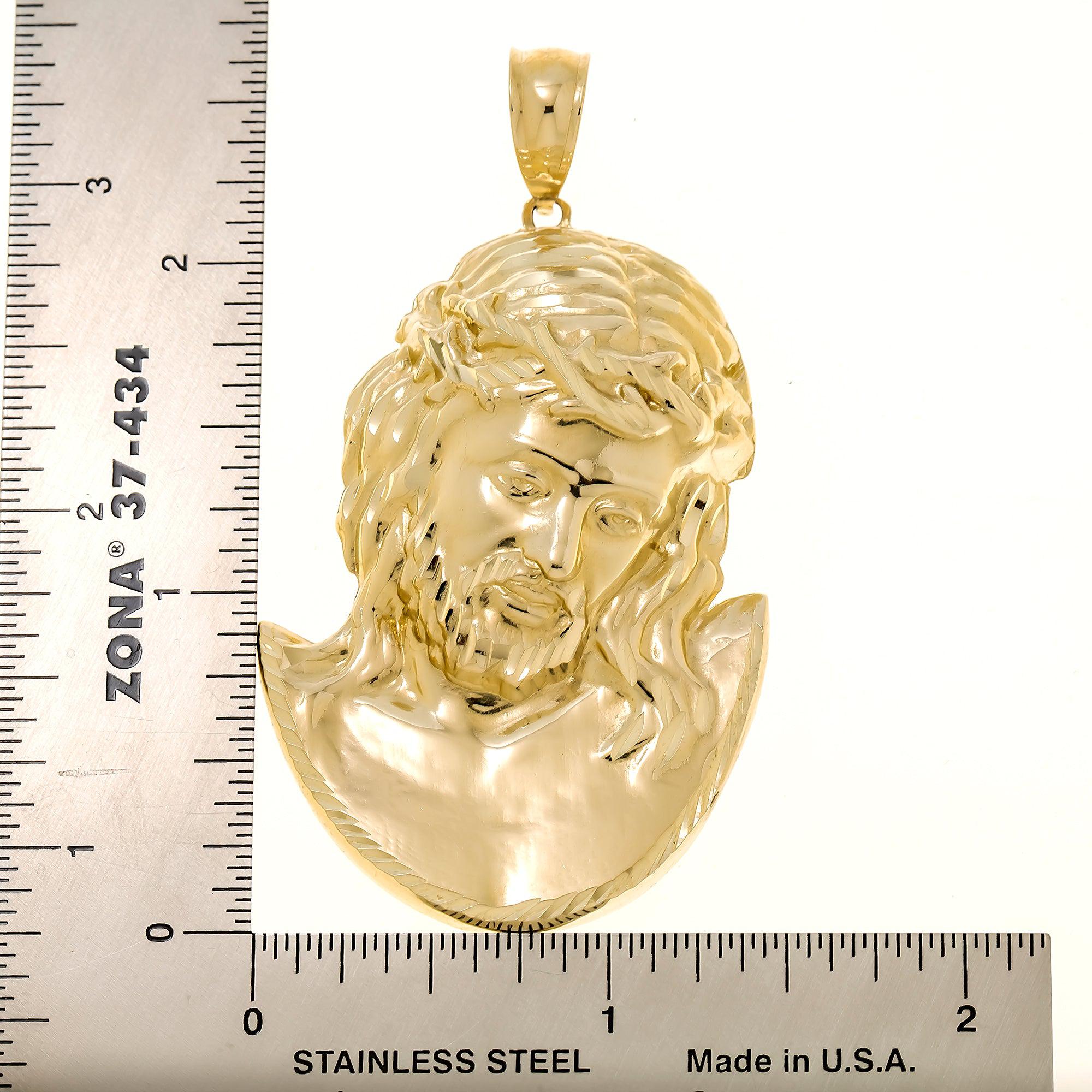 10K GOLD JESUS HEAD WITH CROWN OF THORNS PENDANT 10.4G
