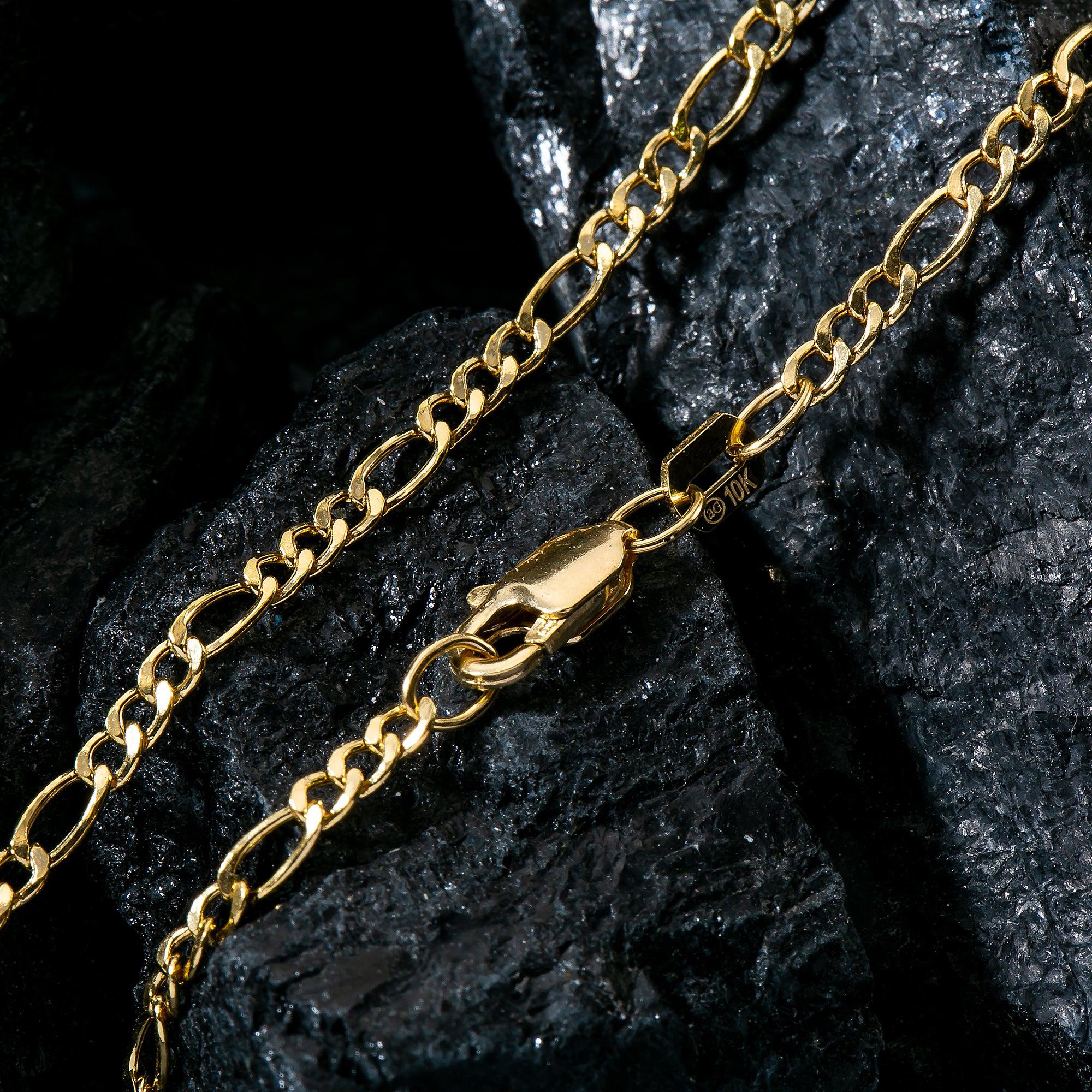 10K Yellow Gold 2mm Hollow Figaro Chain Available In Sizes 18"-26"