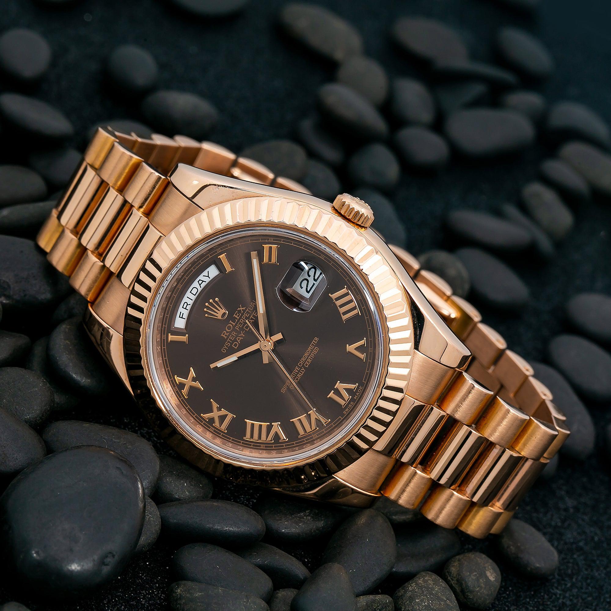 Rolex Day-Date II 218235 41MM Chocolate Dial With Rose Gold President Bracelet
