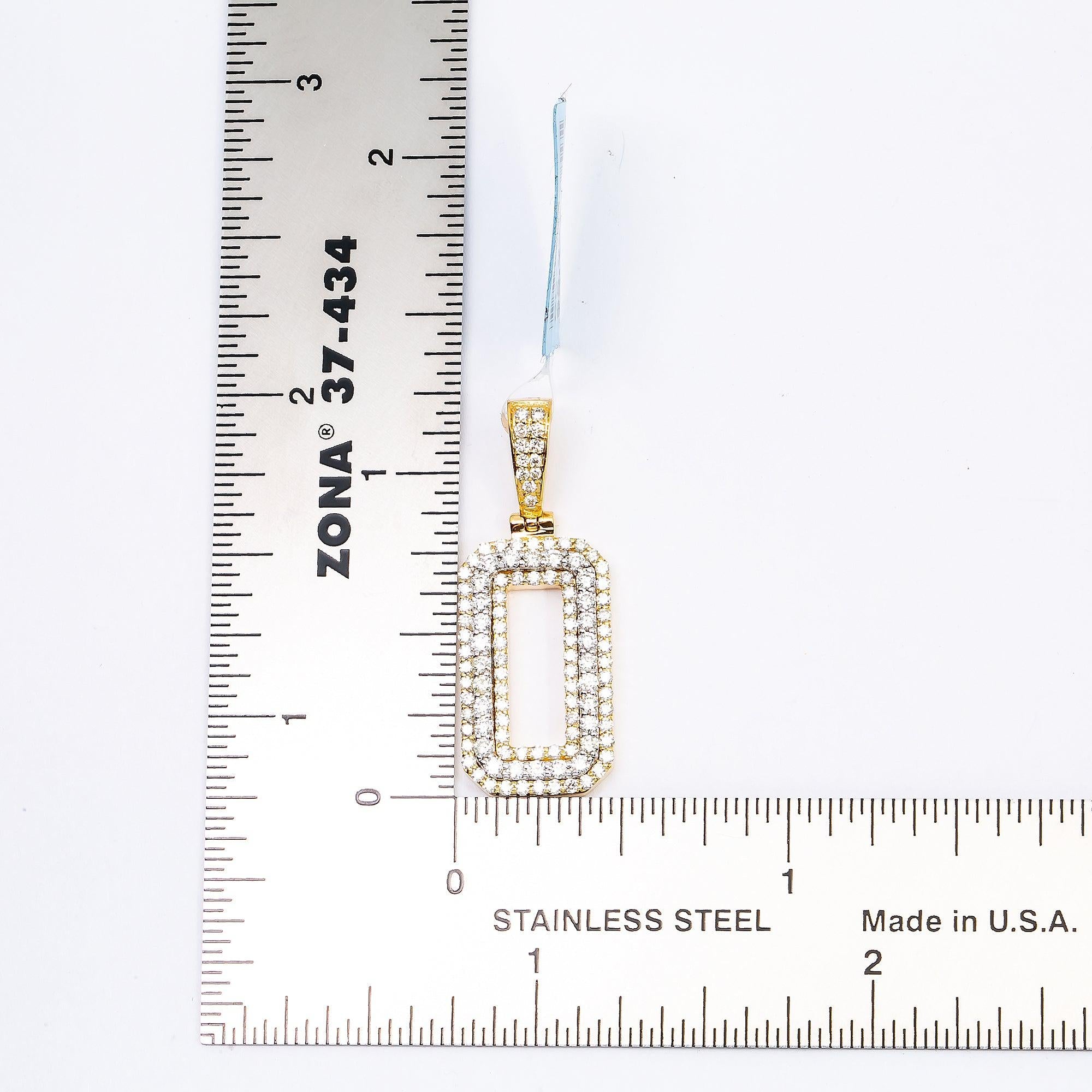 10K YELLOW GOLD UNISEX NUMBER 0 PENDANT WITH 1.0 CT DIAMONDS