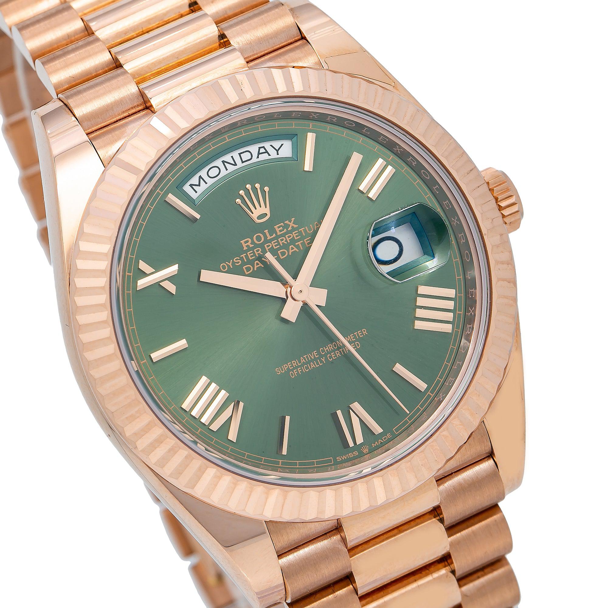 Rolex Day-Date 228235 40MM Green Dial With Rose Gold President Bracelet