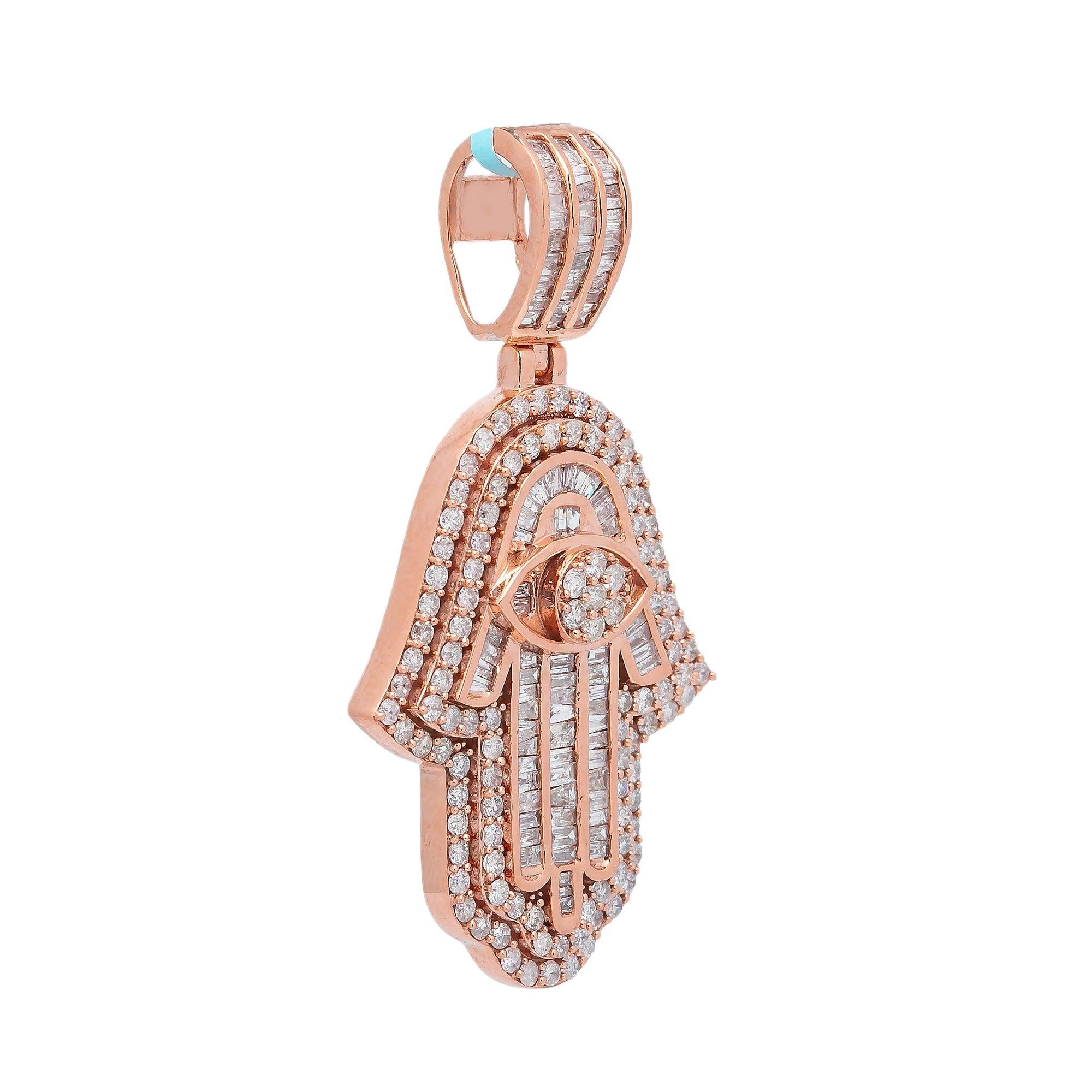 14K ROSE GOLD DIAMOND HAMSA PENDANT