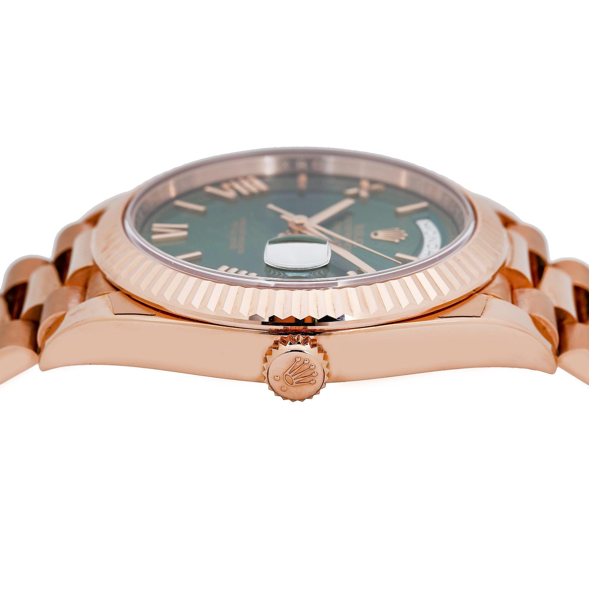 Rolex Day-Date 228235 40MM Green Dial With Rose Gold President Bracelet