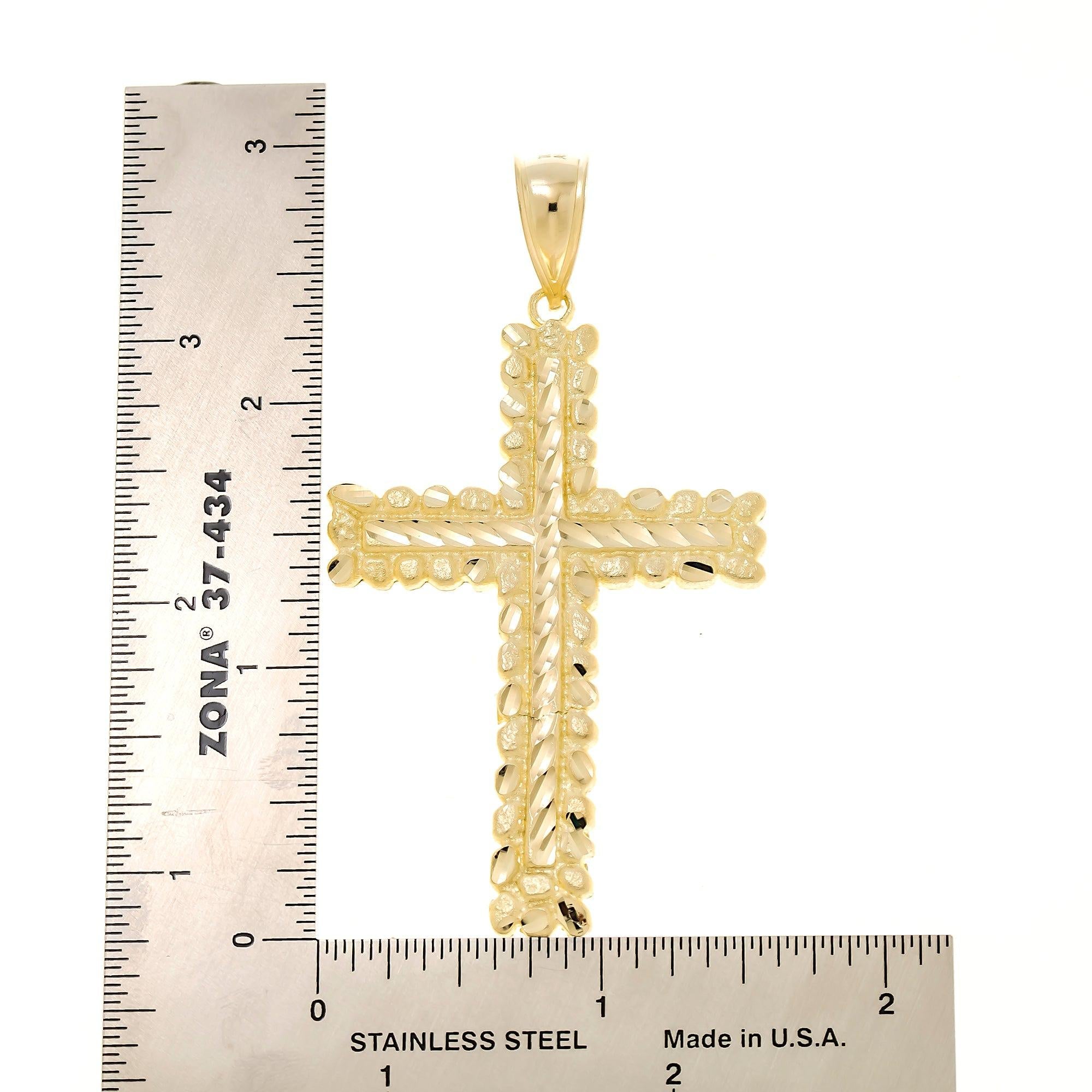 10K GOLD CROSS NUGGET PENDANT 6.1G