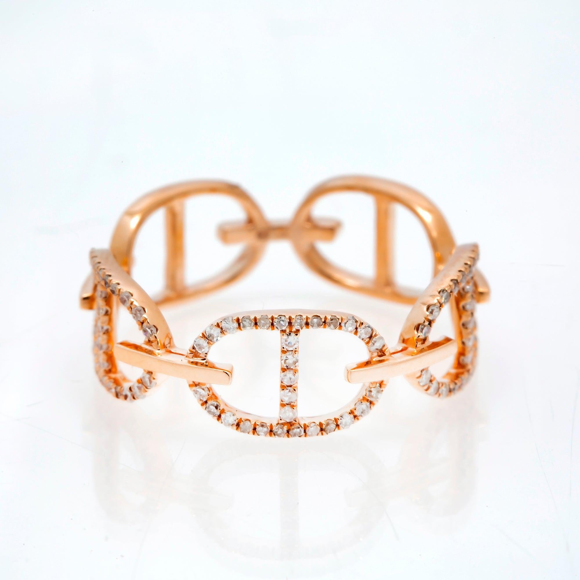 14K GOLD DIAMOND GUCCI LINK RING 0.25 CT