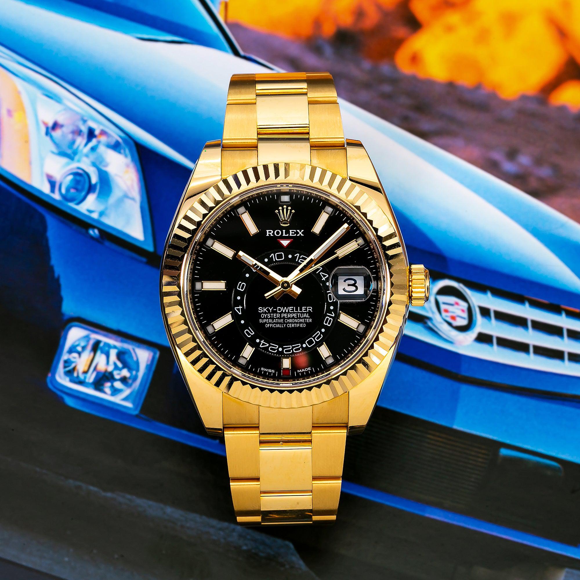 Rolex Sky-Dweller 326938 42MM Black Dial With Yellow Gold Bracelet