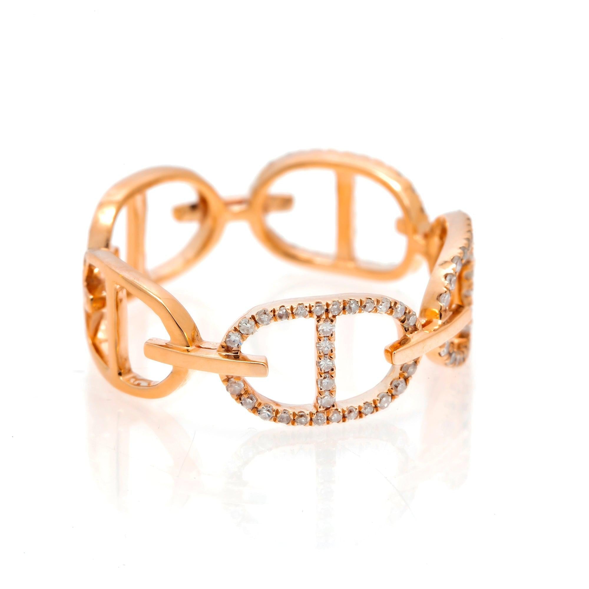 14K GOLD DIAMOND GUCCI LINK RING 0.25 CT