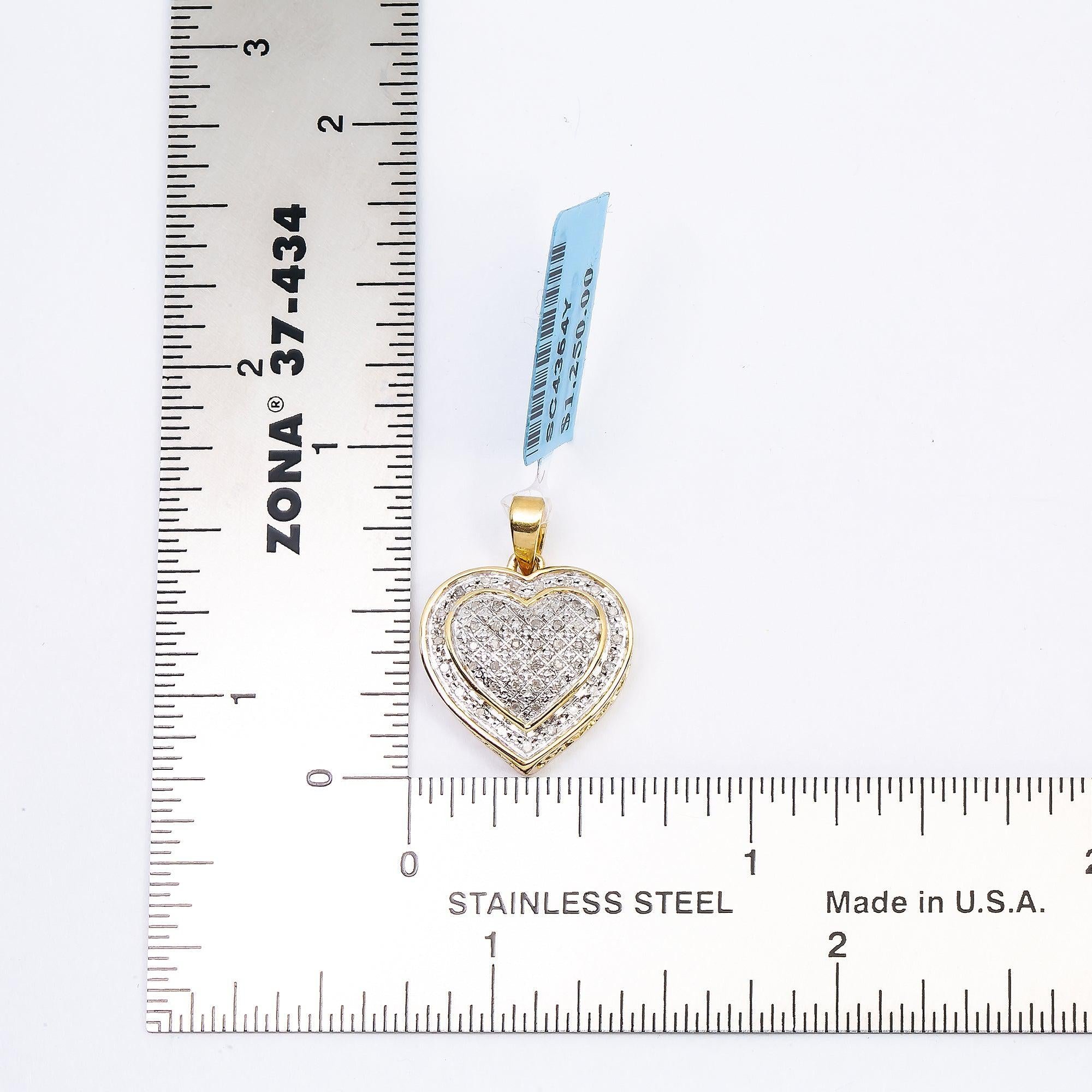 10K YELLOW GOLD LADIES HEART  PENDANT WITH 0.10 CT DIAMONDS
