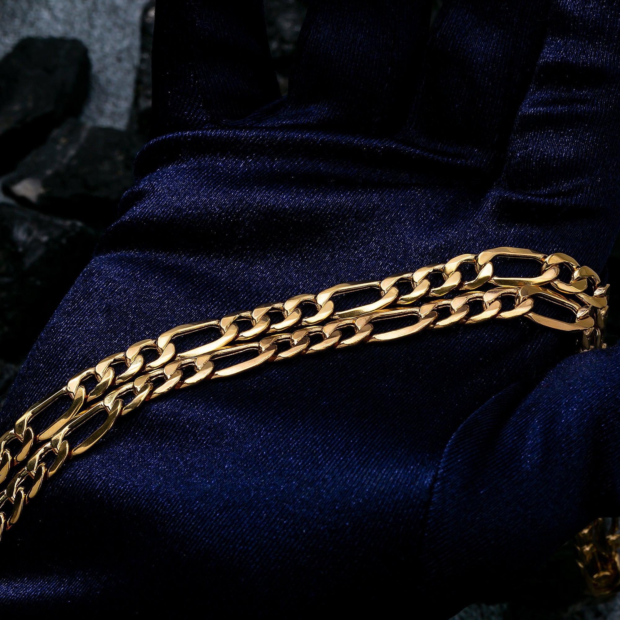 10K Yellow Gold 7mm Hollow Figaro Chain