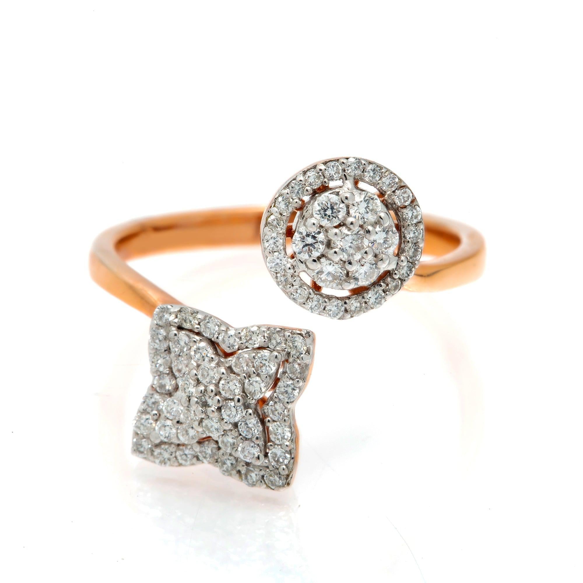 14K GOLD XO TWO DIAMOND CLUSTER RING 0.50 CT