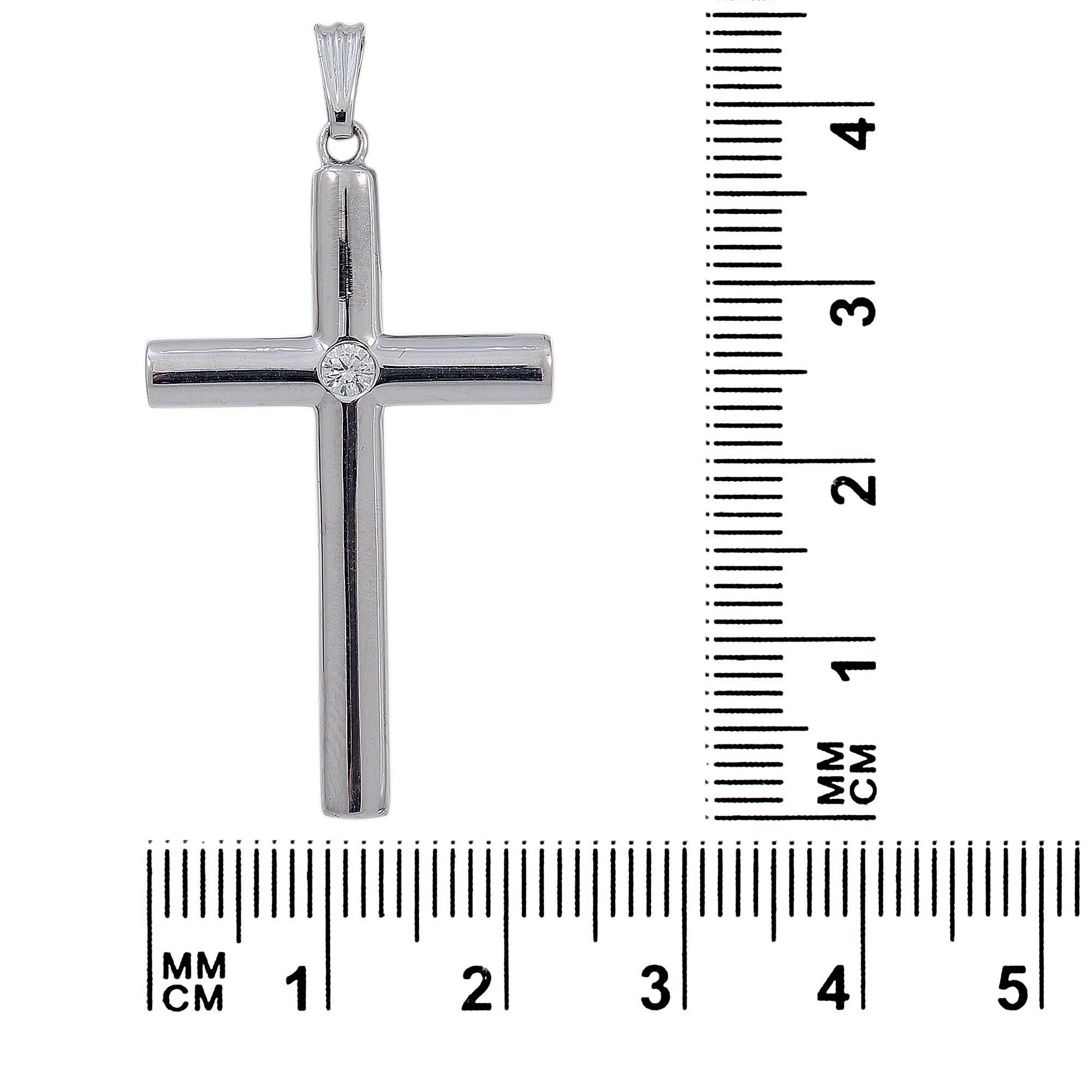 18K White Gold Diamond Cross Shaped Pendant